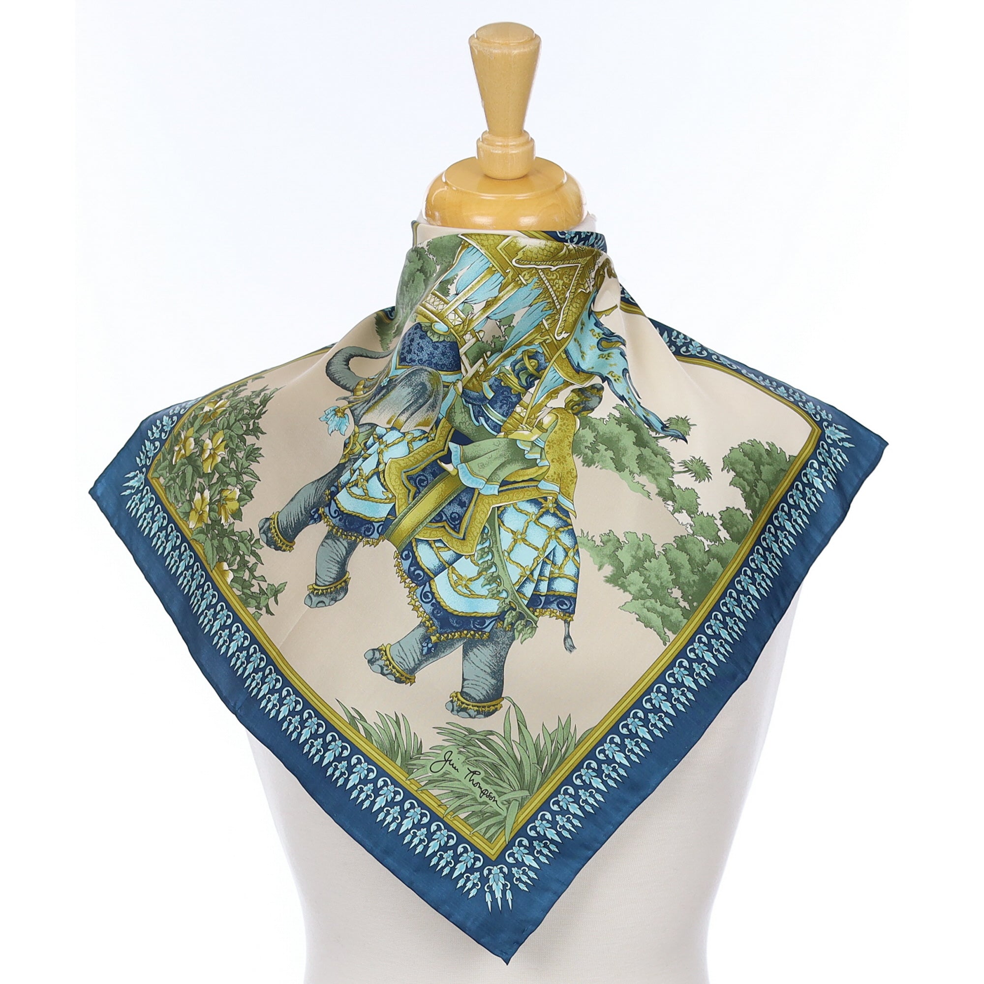 Brand New Jim Thompson Elephant Silk Scarf