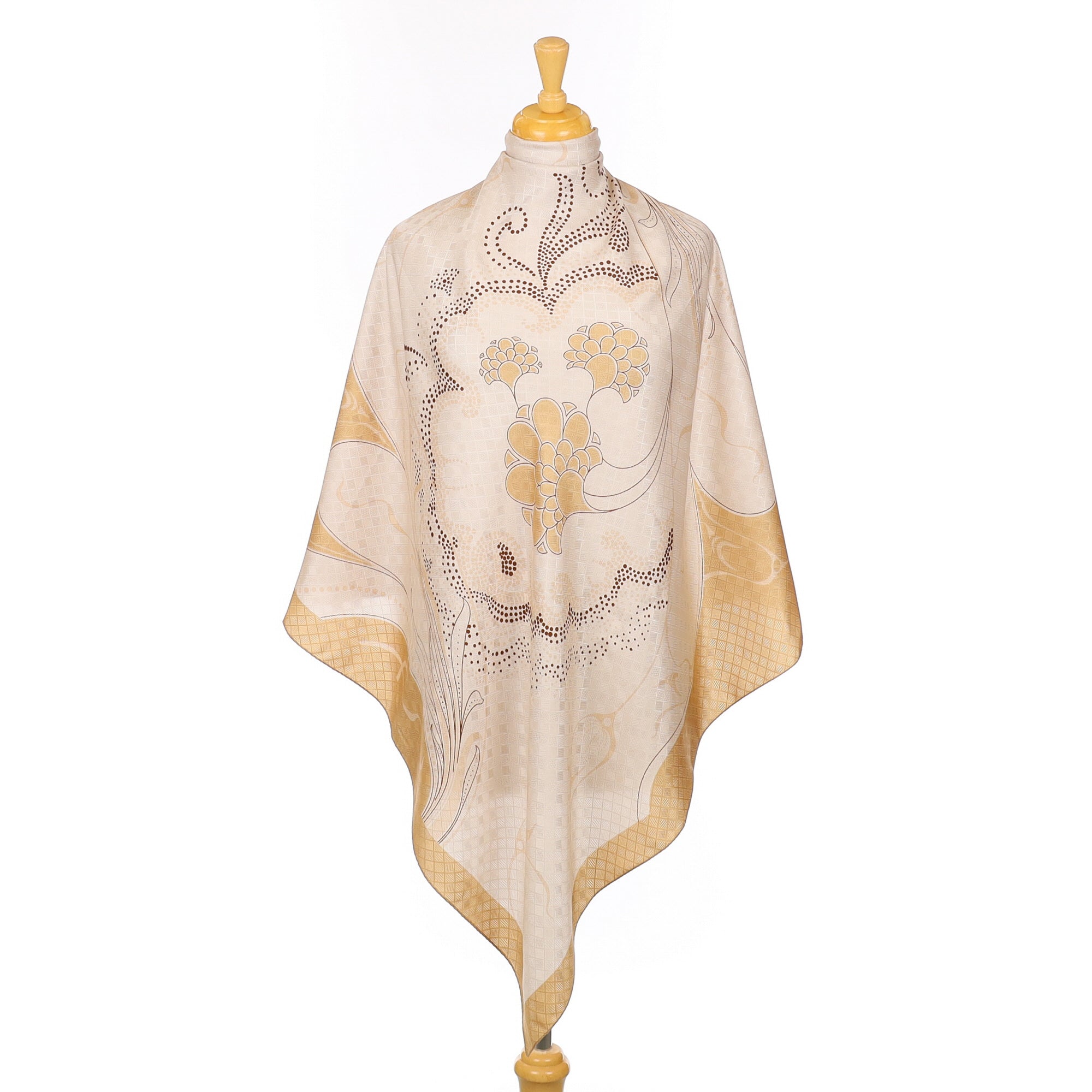 Brand New Italian Textured Neutral Silk Scarf