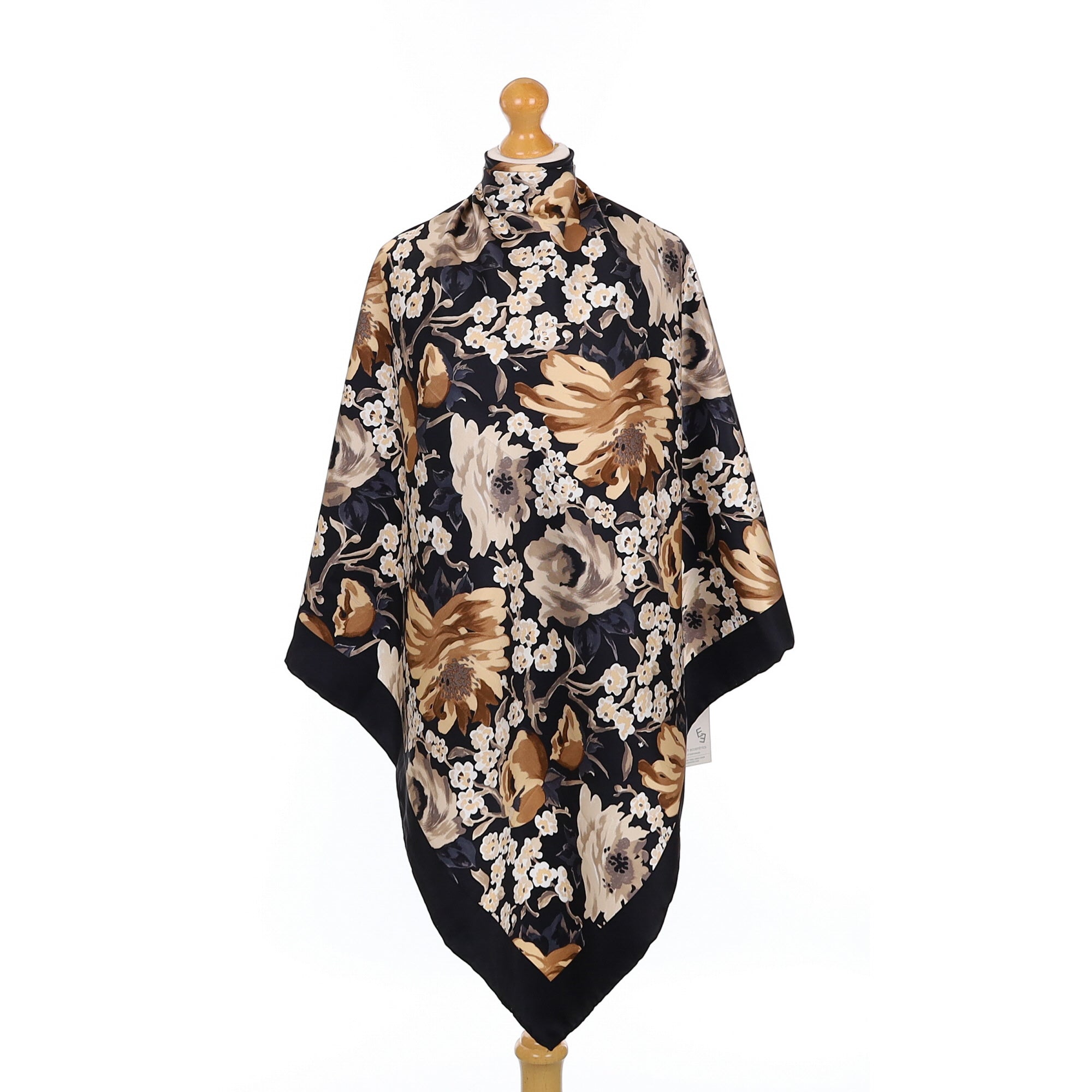 Brand New English Eccentrics Black Floral Silk Scarf