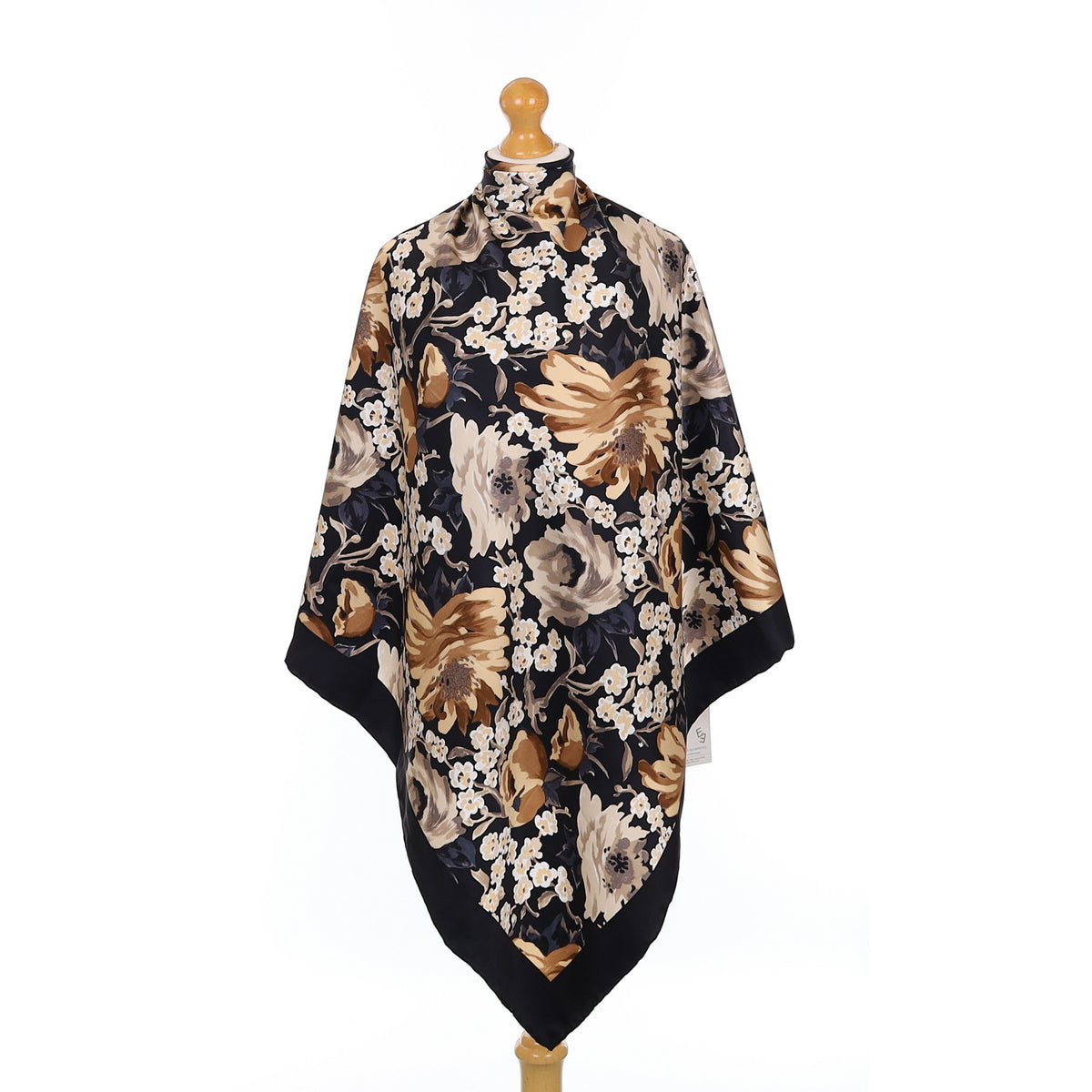 Brand New English Eccentrics Black Floral Silk Scarf