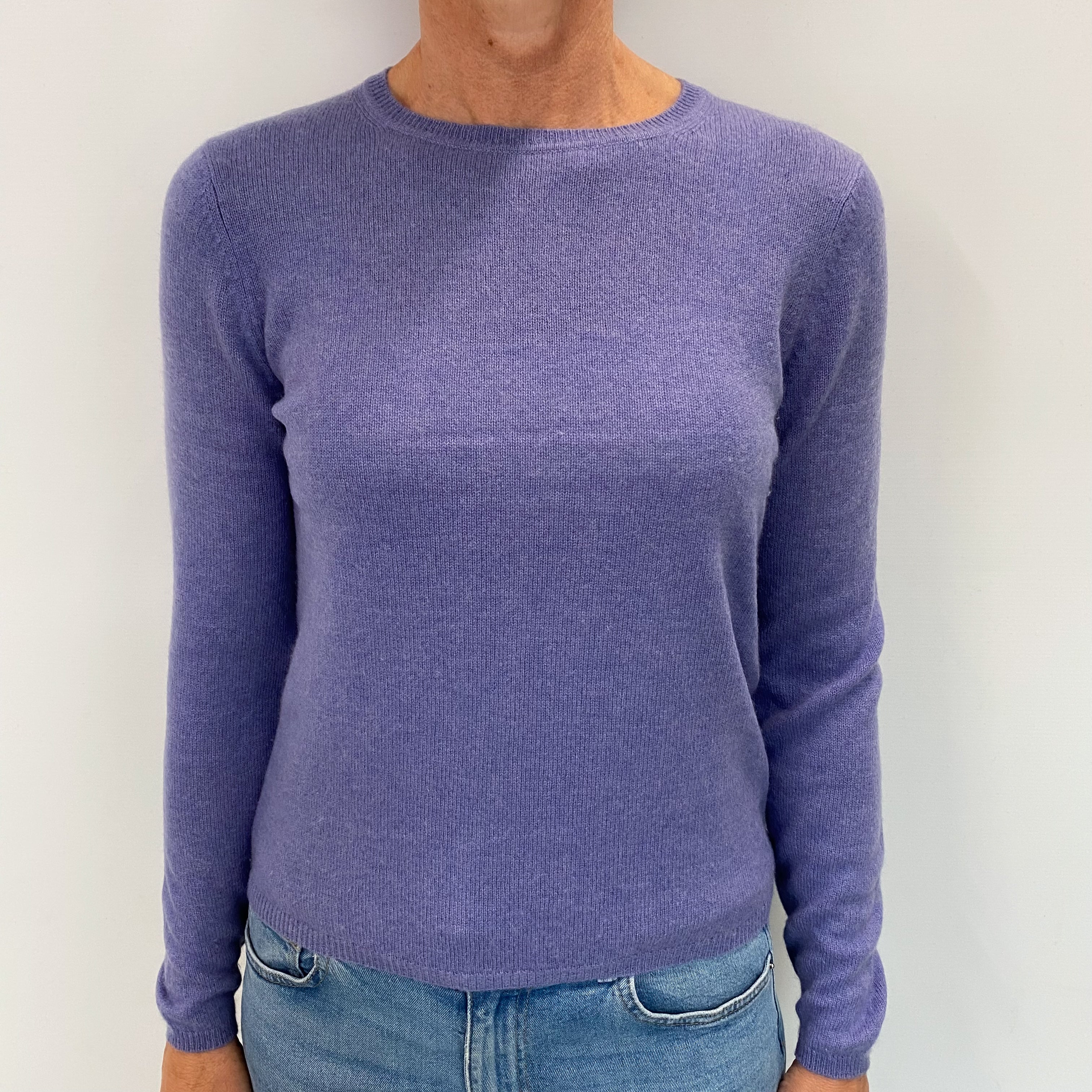 Amethyst Purple Cashmere Crew Neck Jumper Small