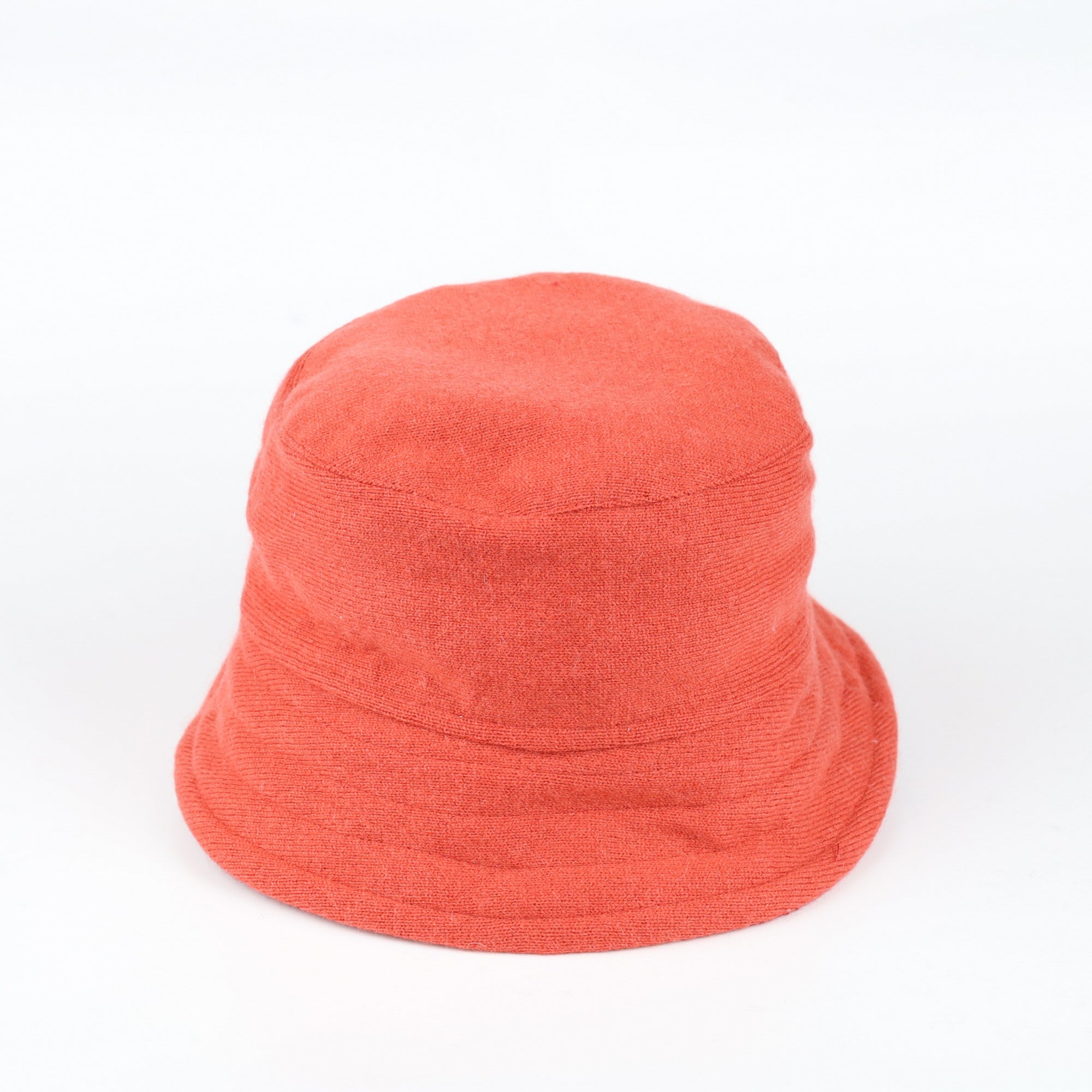 Pumpkin Orange and Red Reversible Cashmere Bucket Hat Medium