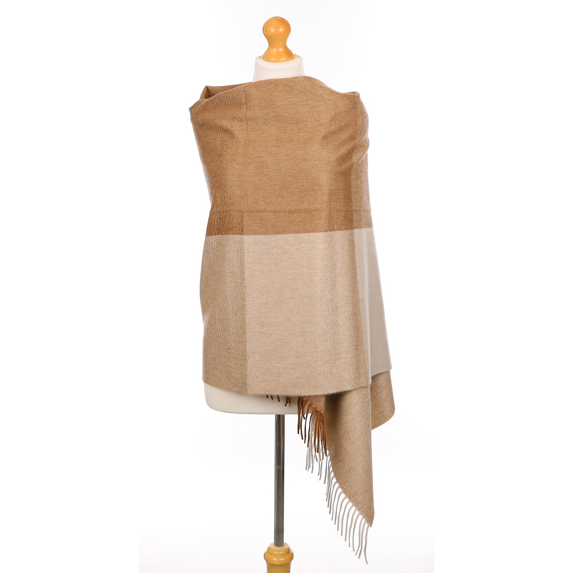Scottish Sógh Brown Colour Block Woven Cashmere Wrap