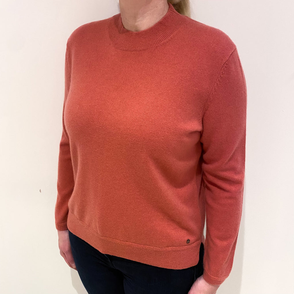 Terracotta Pink Cashmere Turtle Neck Jumper Large