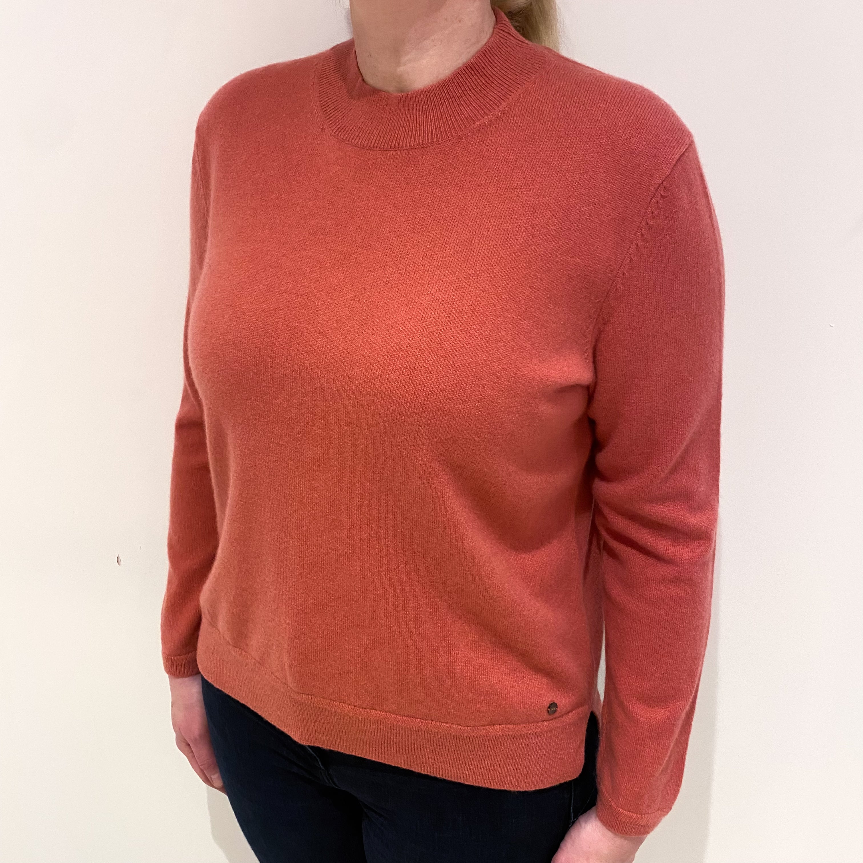 Terracotta Pink Cashmere Turtle Neck Jumper Large