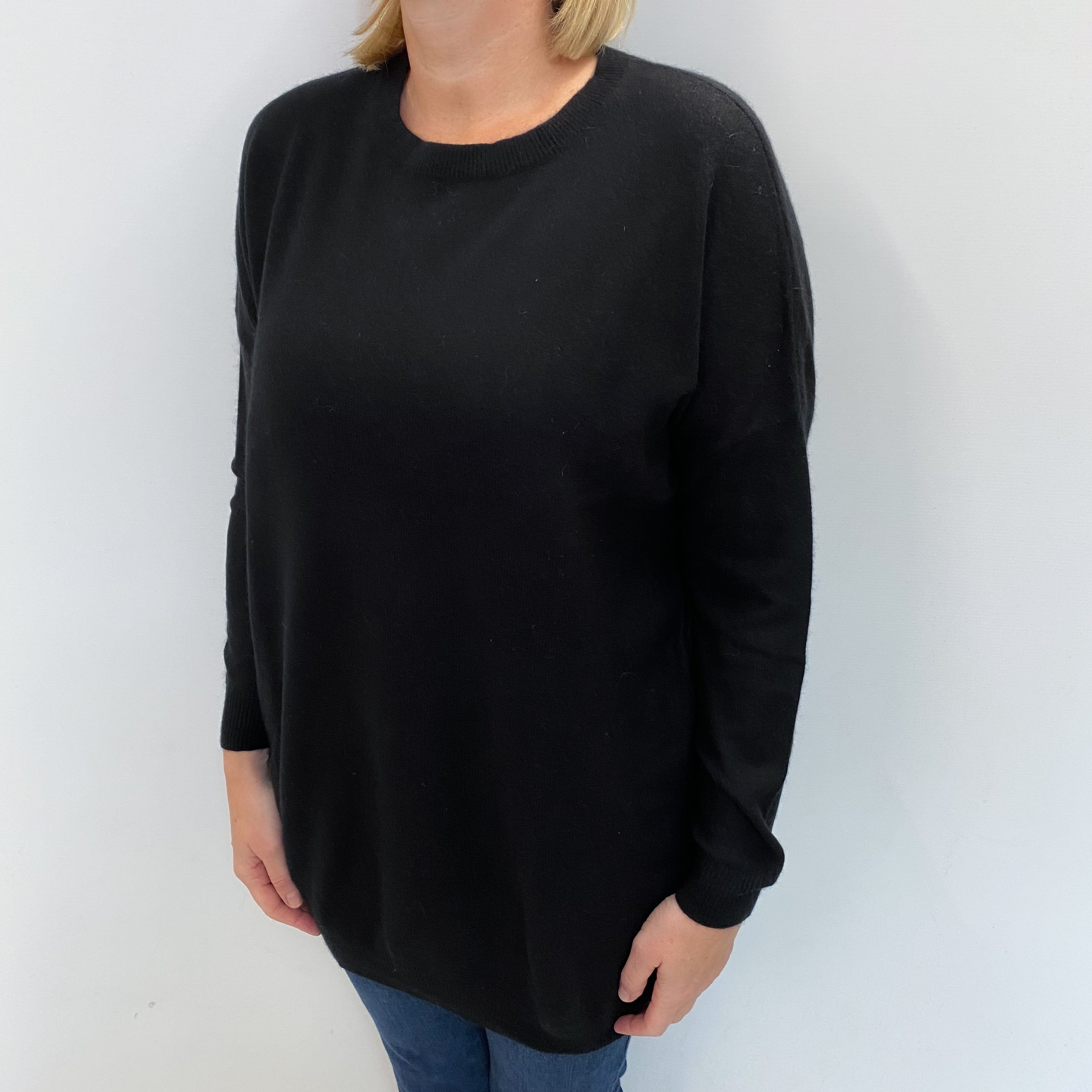 Black Cashmere Crew Neck Jumper Large