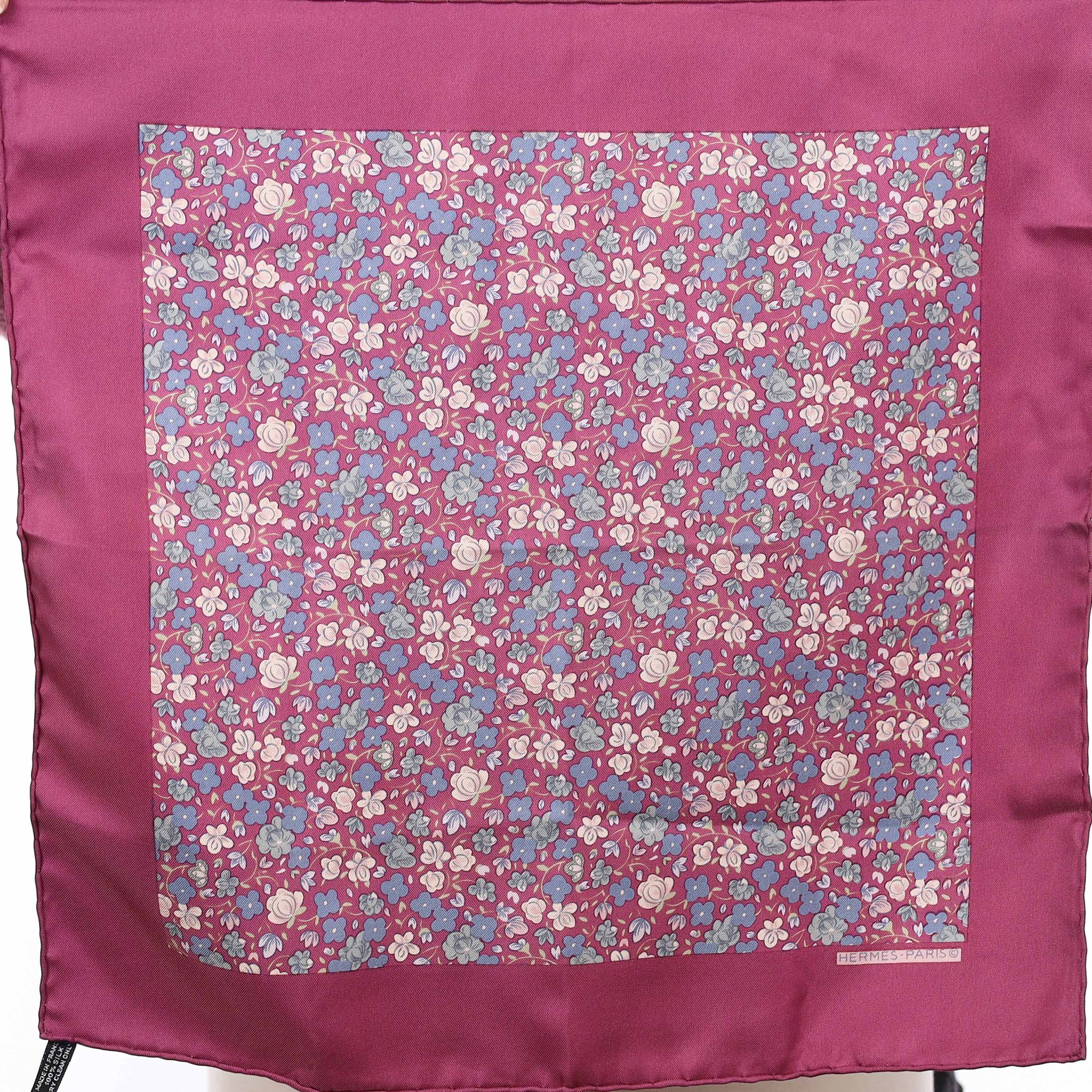 Hermès Purple Floral 42 Silk Scarf