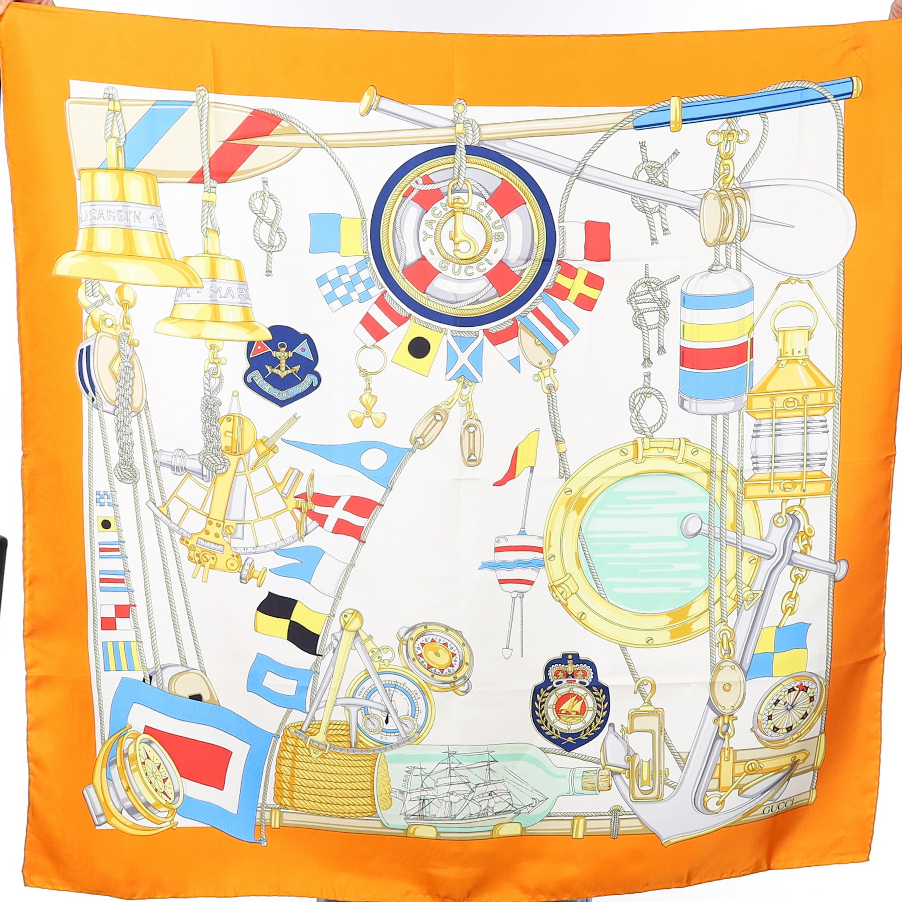 Brand New Gucci Maritime Themed Vintage Silk Scarf