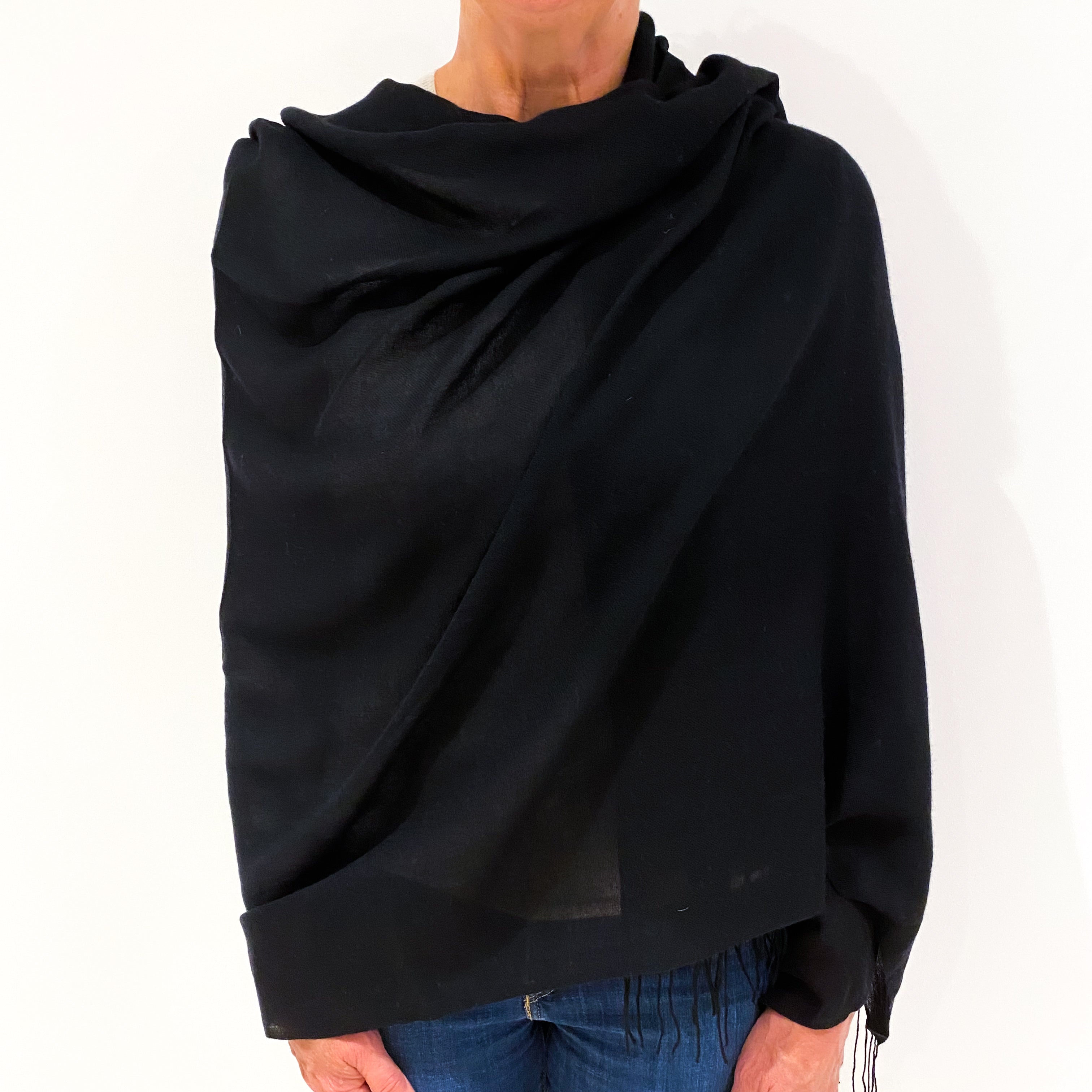 Brand New Black Cashmere Pashmina Scarf