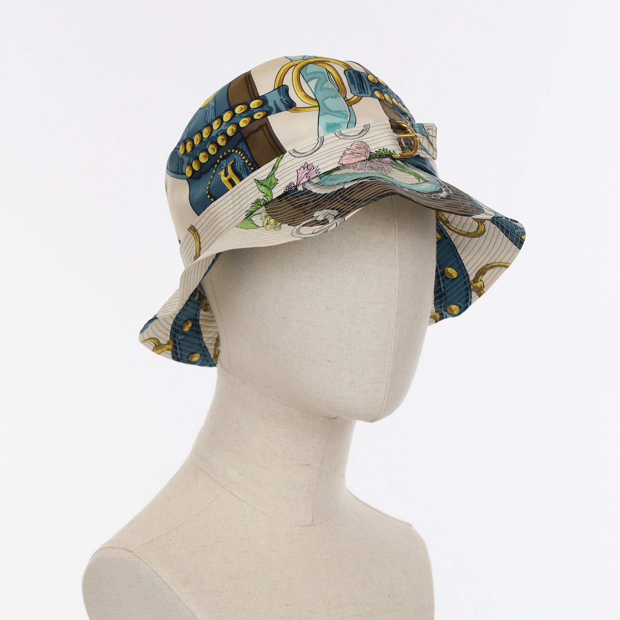 Boxed Hermès Aux Champs Vintage Silk Sun Hat