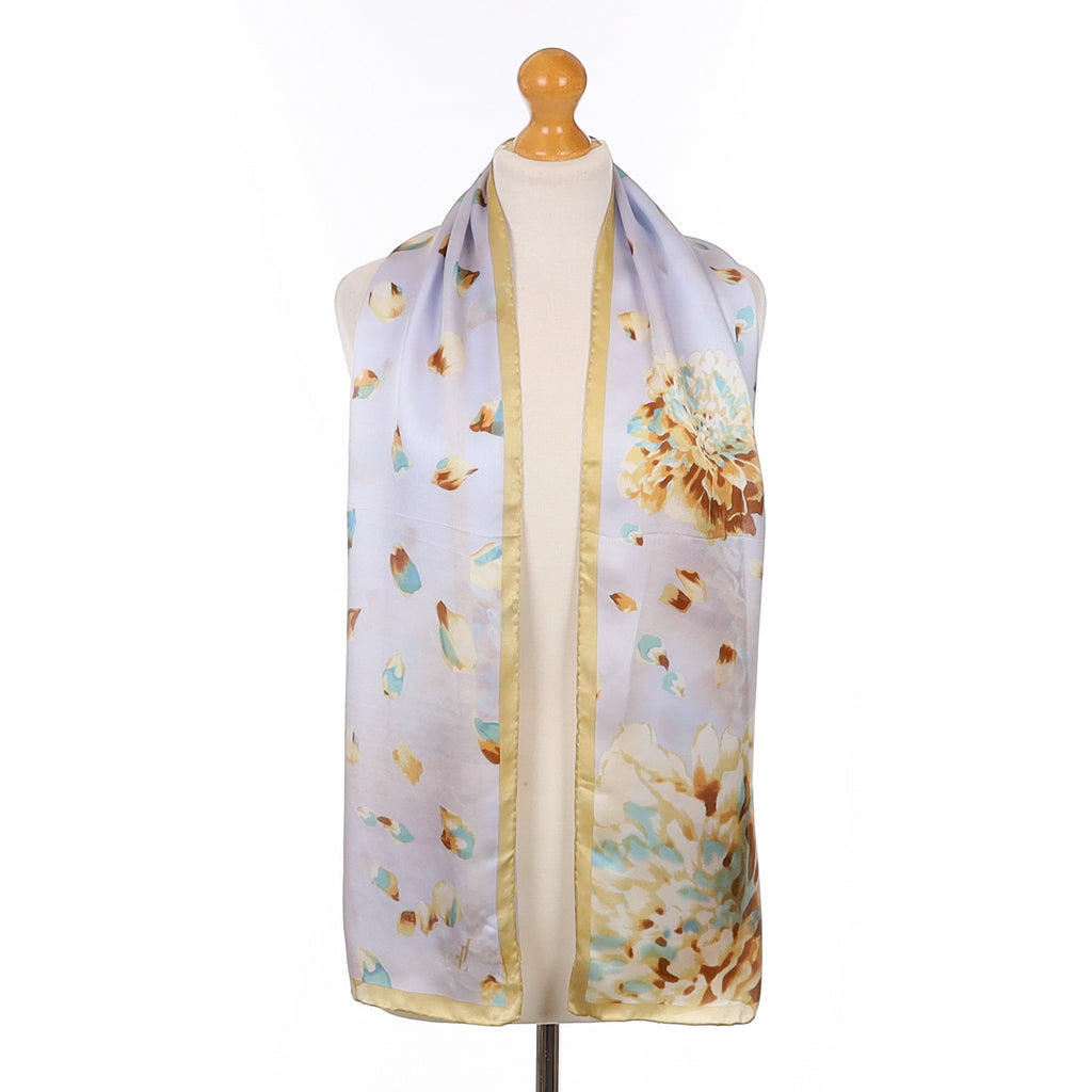 Brand New Blue Floral Silk Scarf