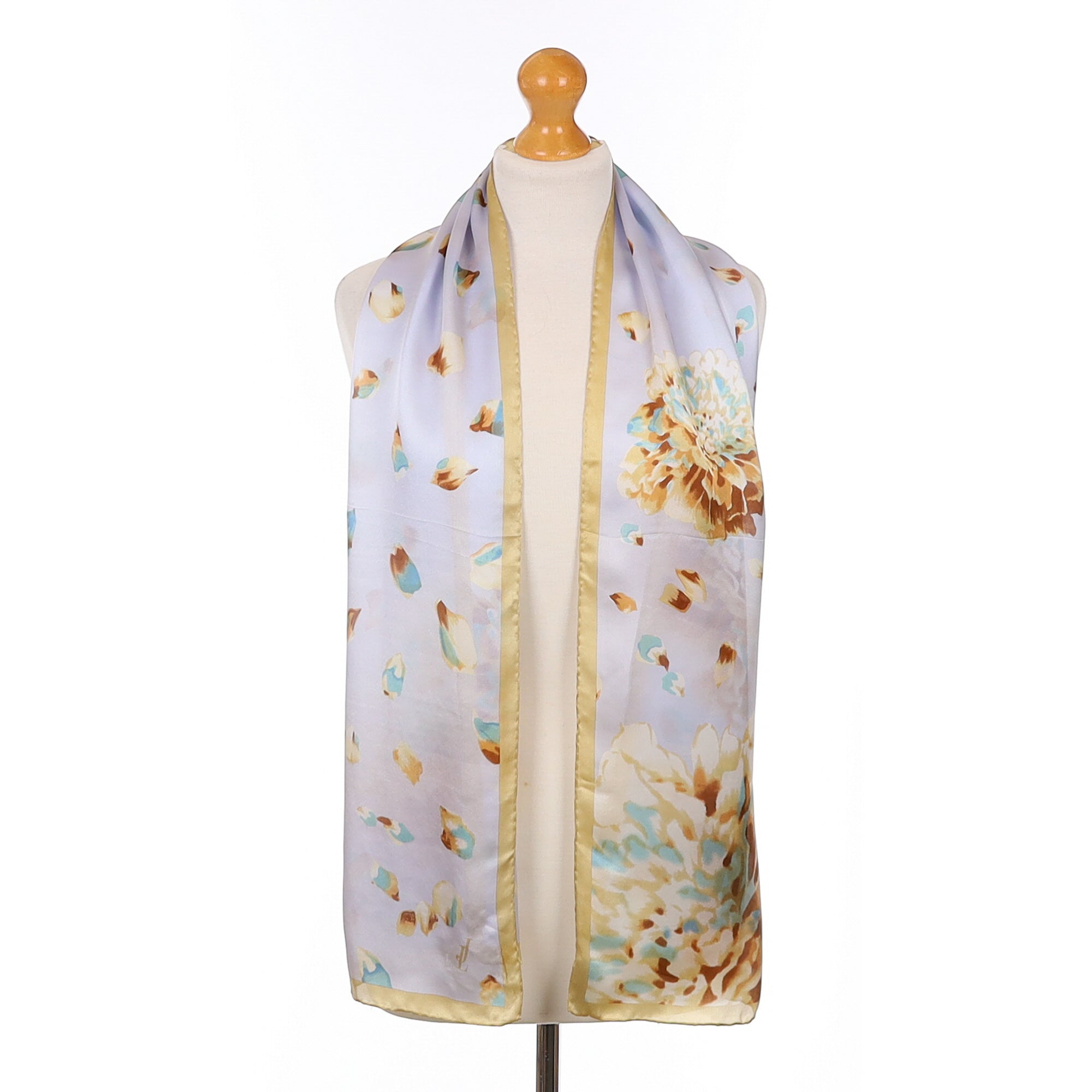 Brand New Blue Floral Silk Scarf