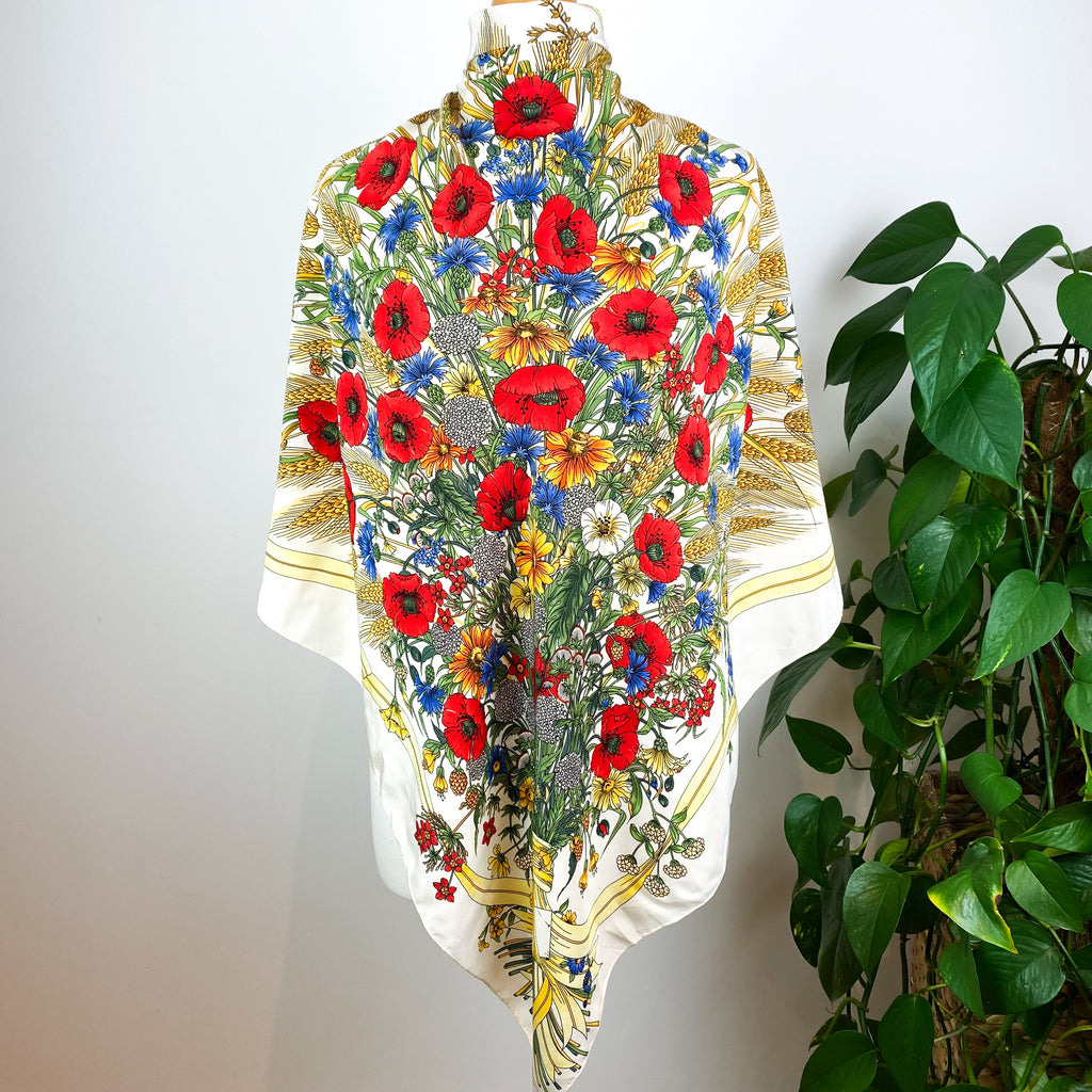 French Floral Vintage Silk Scarf