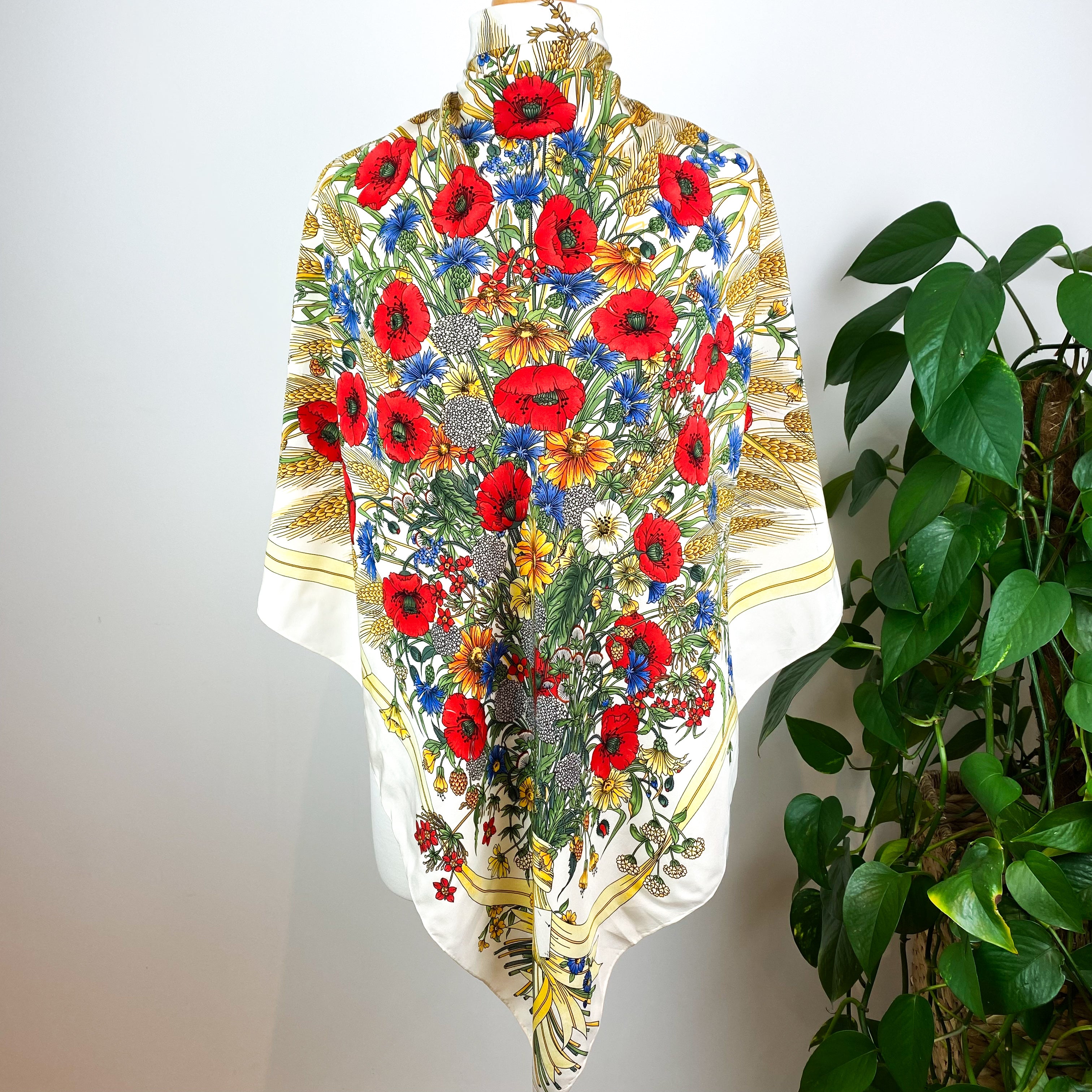 French Floral Vintage Silk Scarf