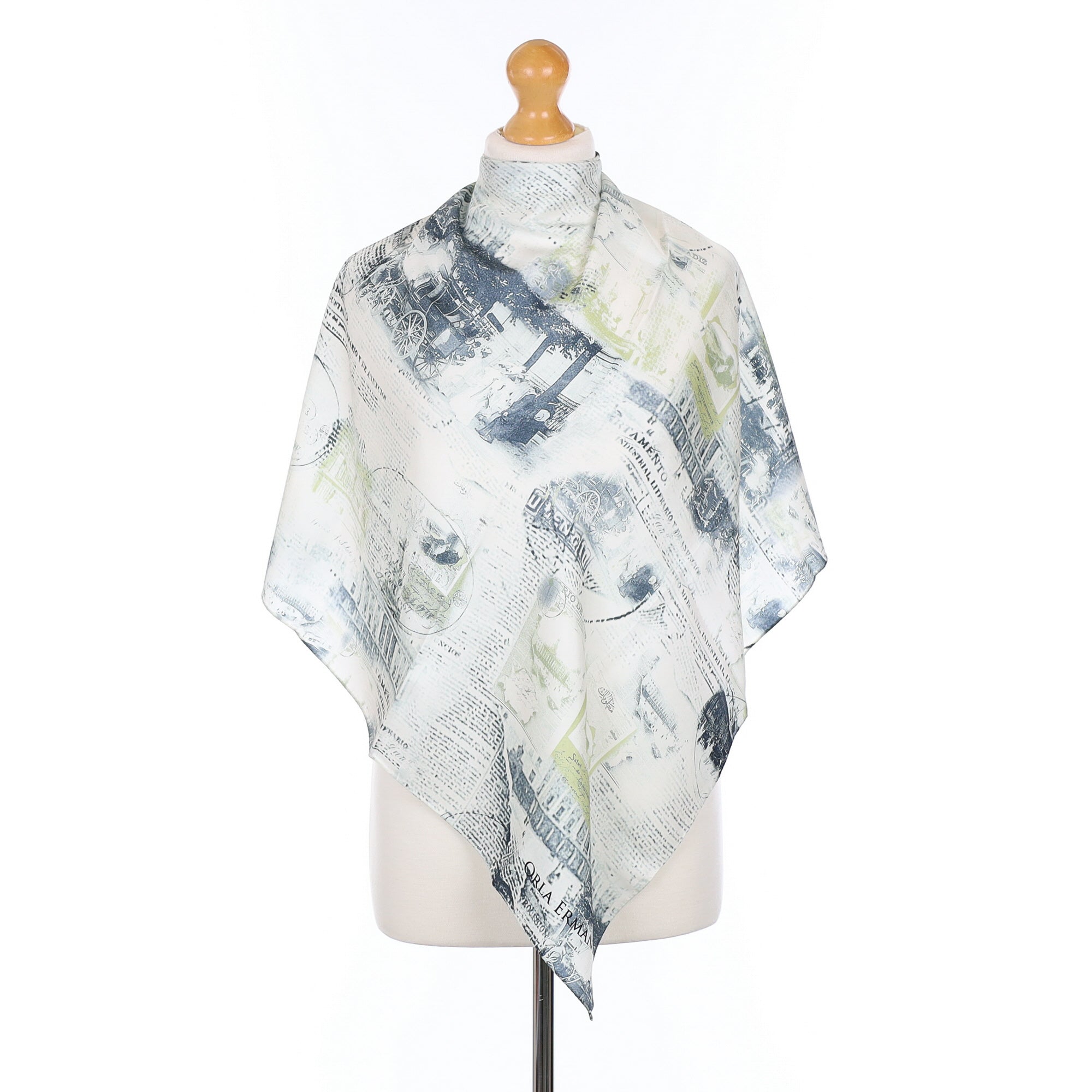 Immaculate Orla Ermanno Printed Text Silk Scarf