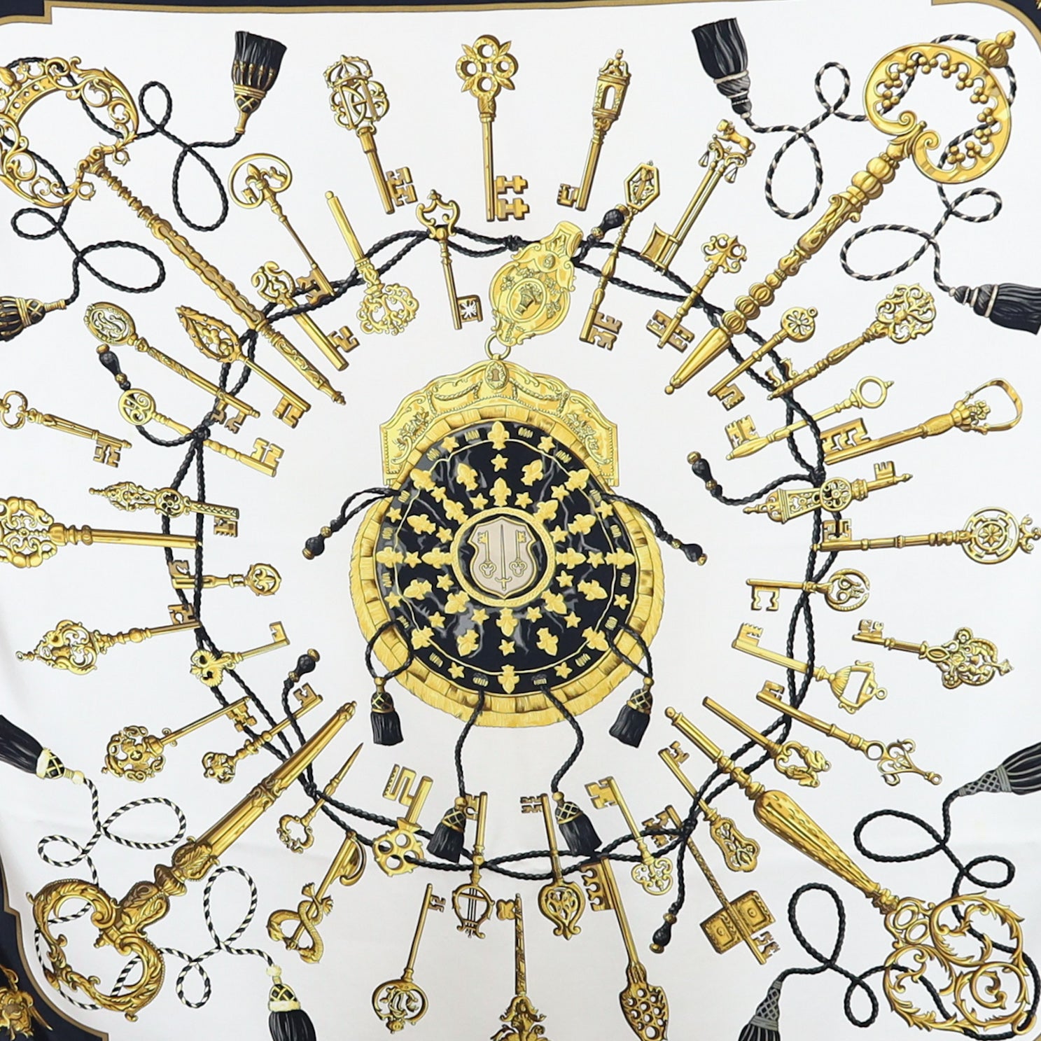 Hermès Les Clefs Designer Silk Scarf