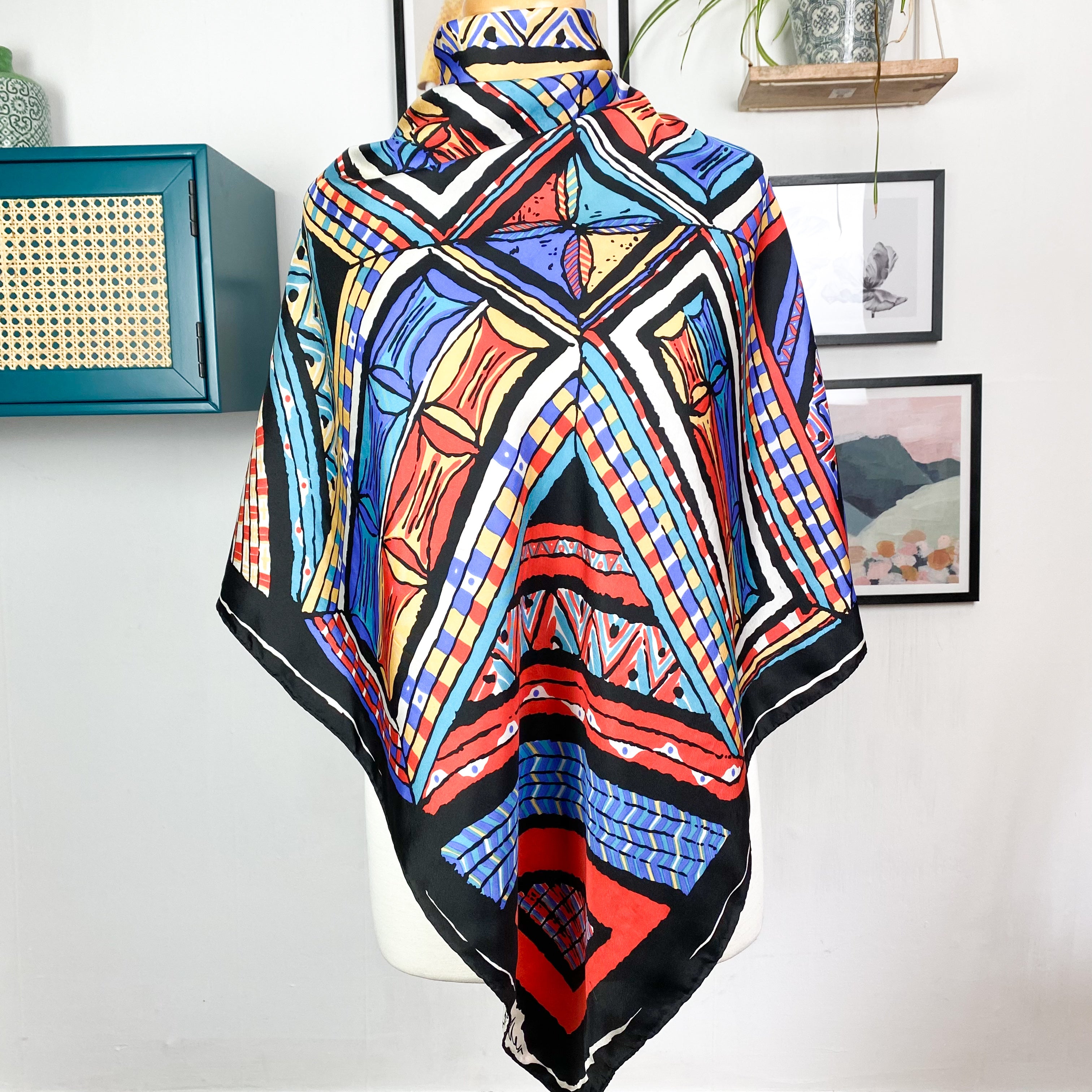 Modern Richard Allan Abstract Vintage Silk Scarf