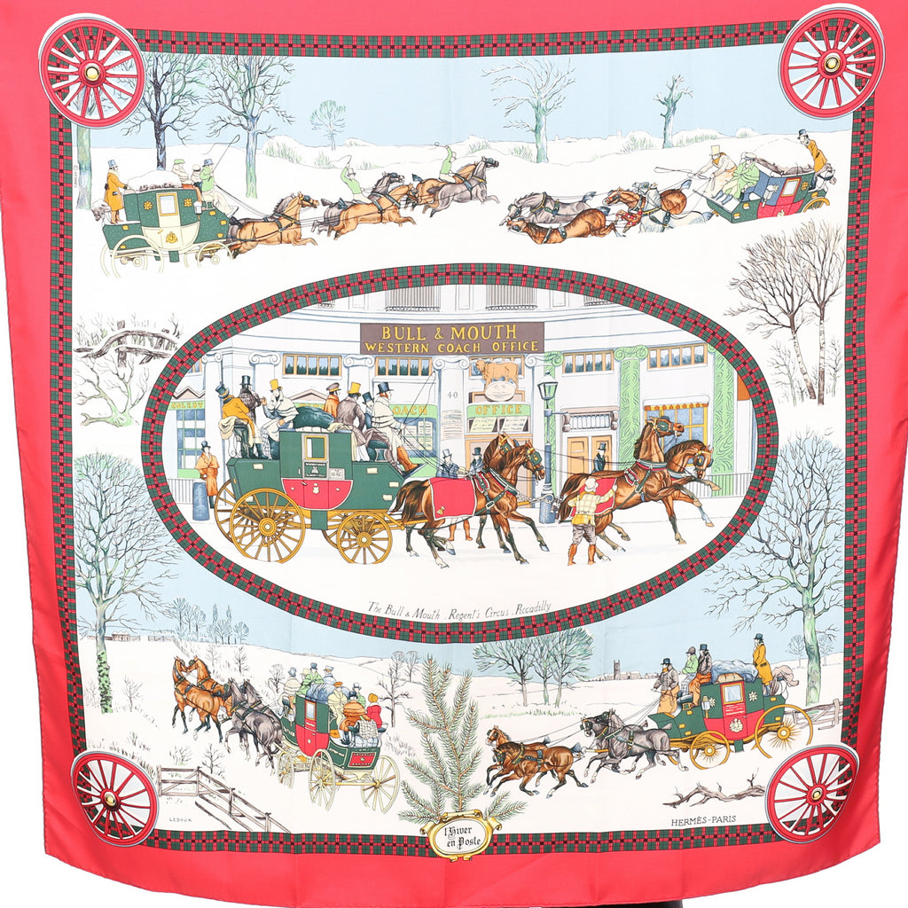Hermès L’hiver en Poste Silk Scarf