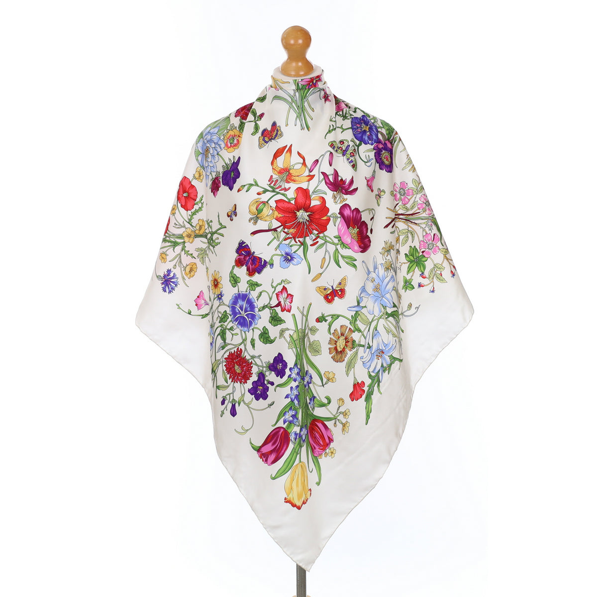 Immaculate Alessandro Meucci White Floral Silk Scarf