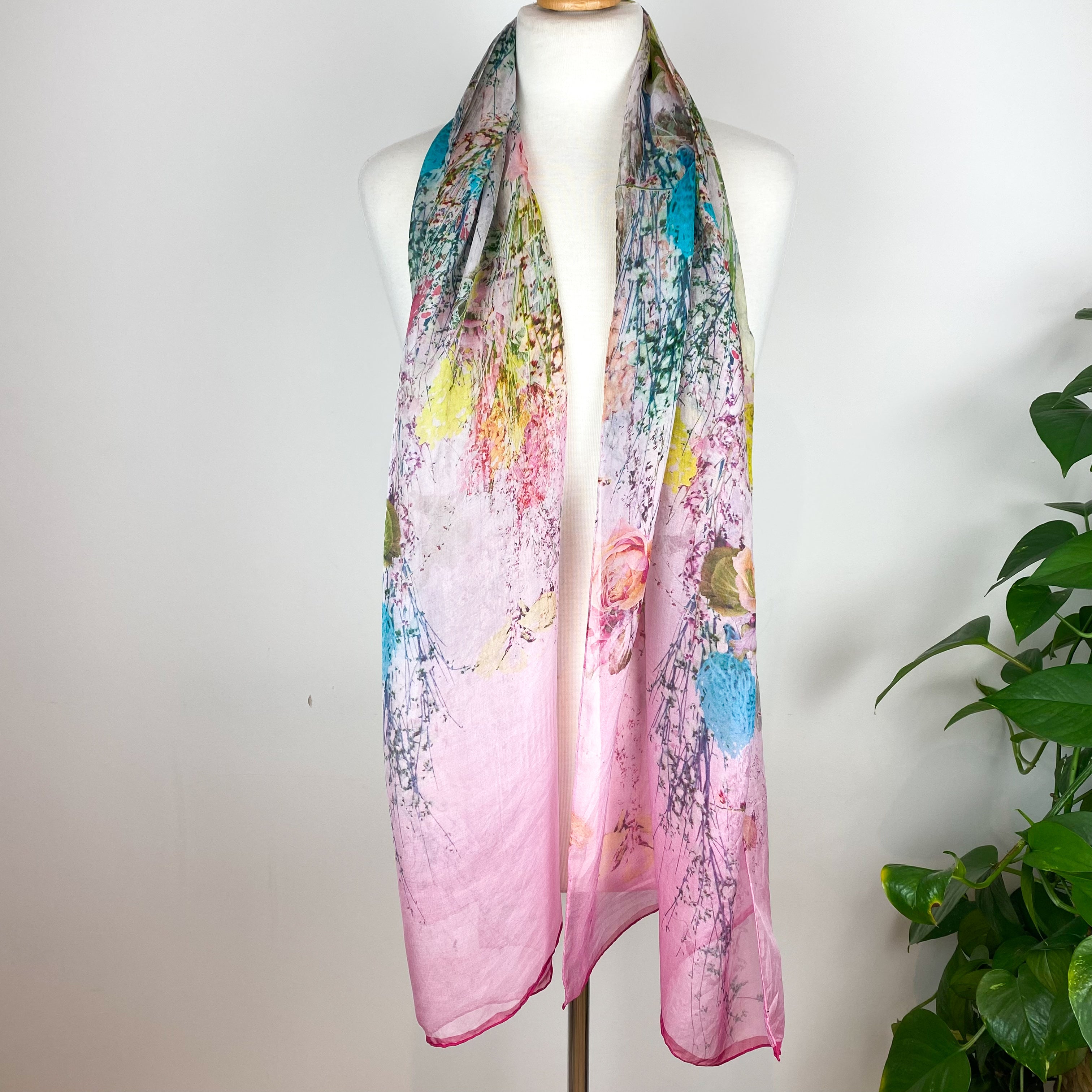 Ted Baker Pink Floral Long Silk Scarf