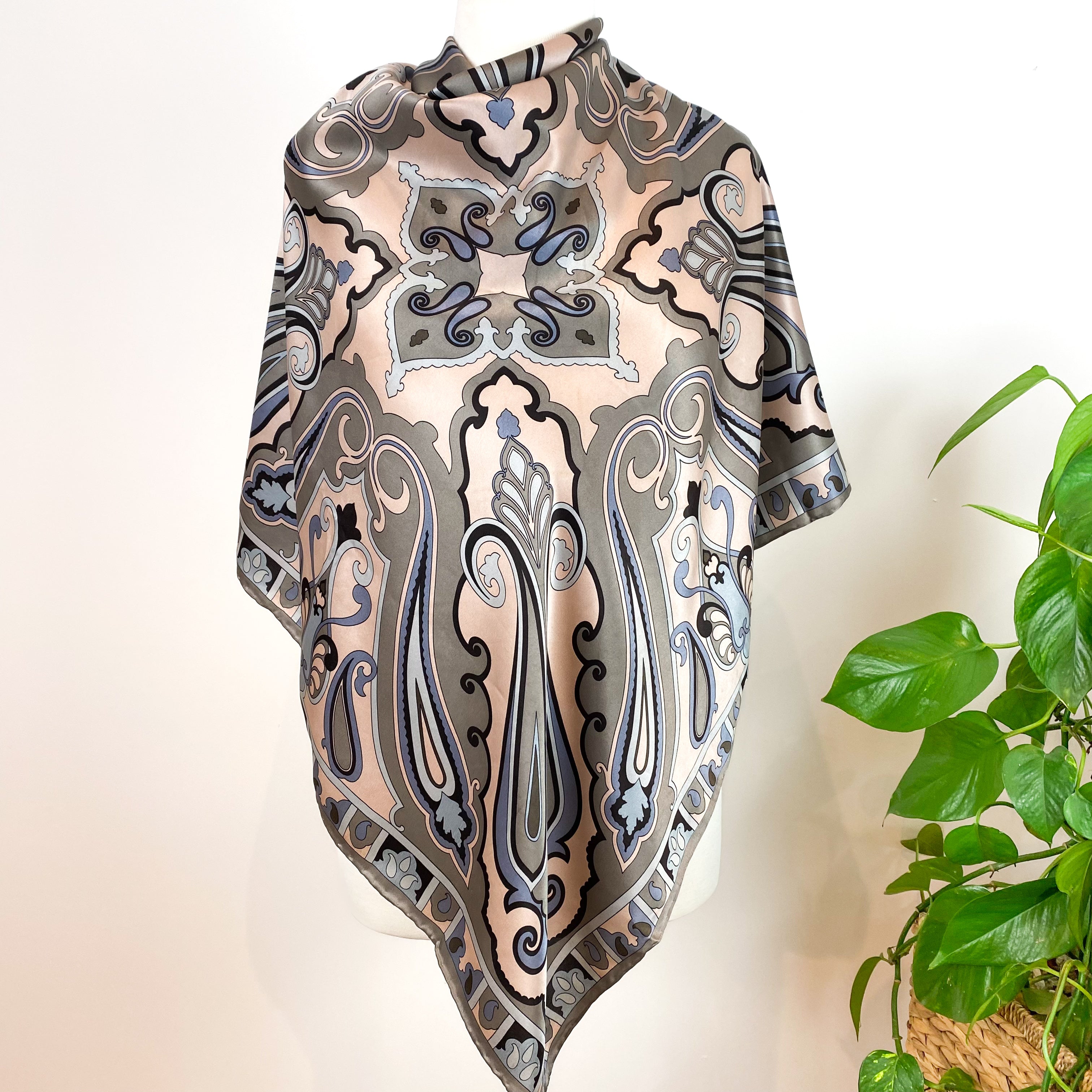 Large Modern Paisley Design Silk Scarf