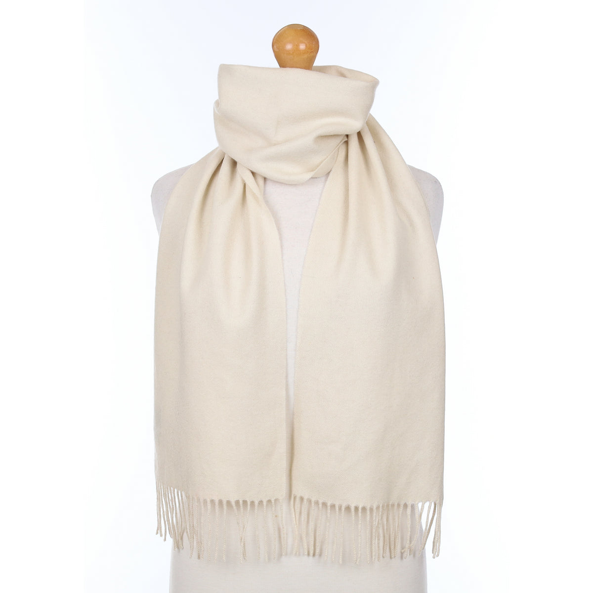 Ivory Cream Cashmere Woven Scarf