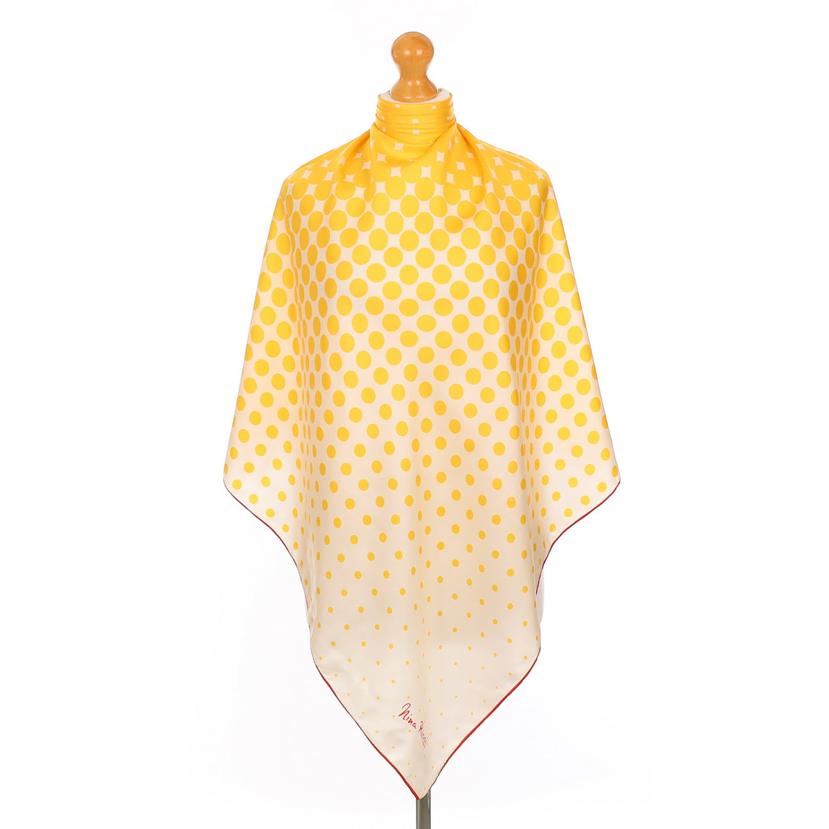 Nina Ricci Yellow Spotted Silk Scarf