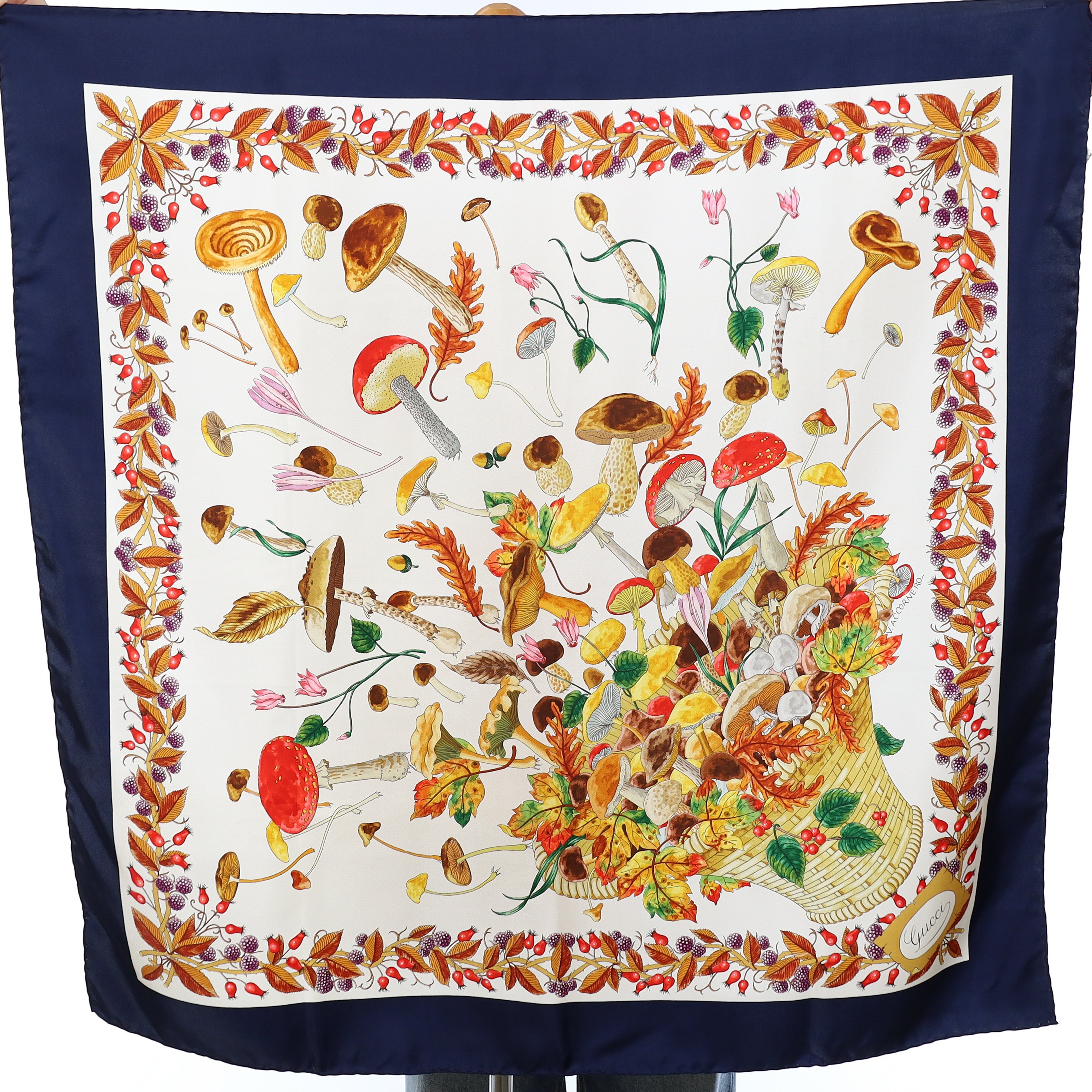 Gucci Autumnal Mushrooms Silk Scarf