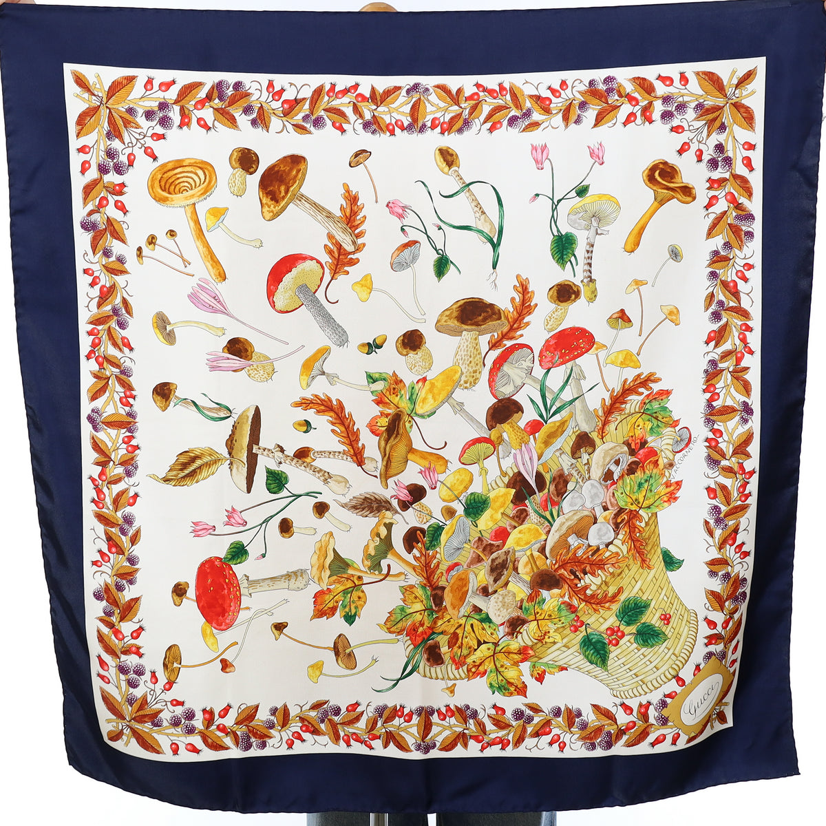 Gucci Autumnal Mushrooms Silk Scarf