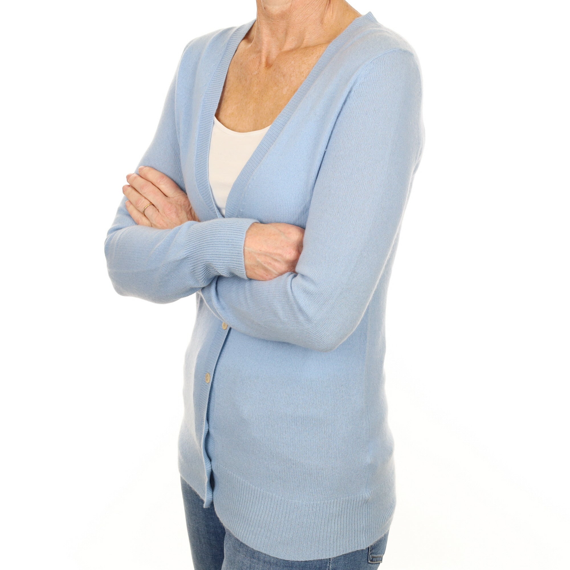 Baby Blue Cashmere Longline V Neck Cardigan Small