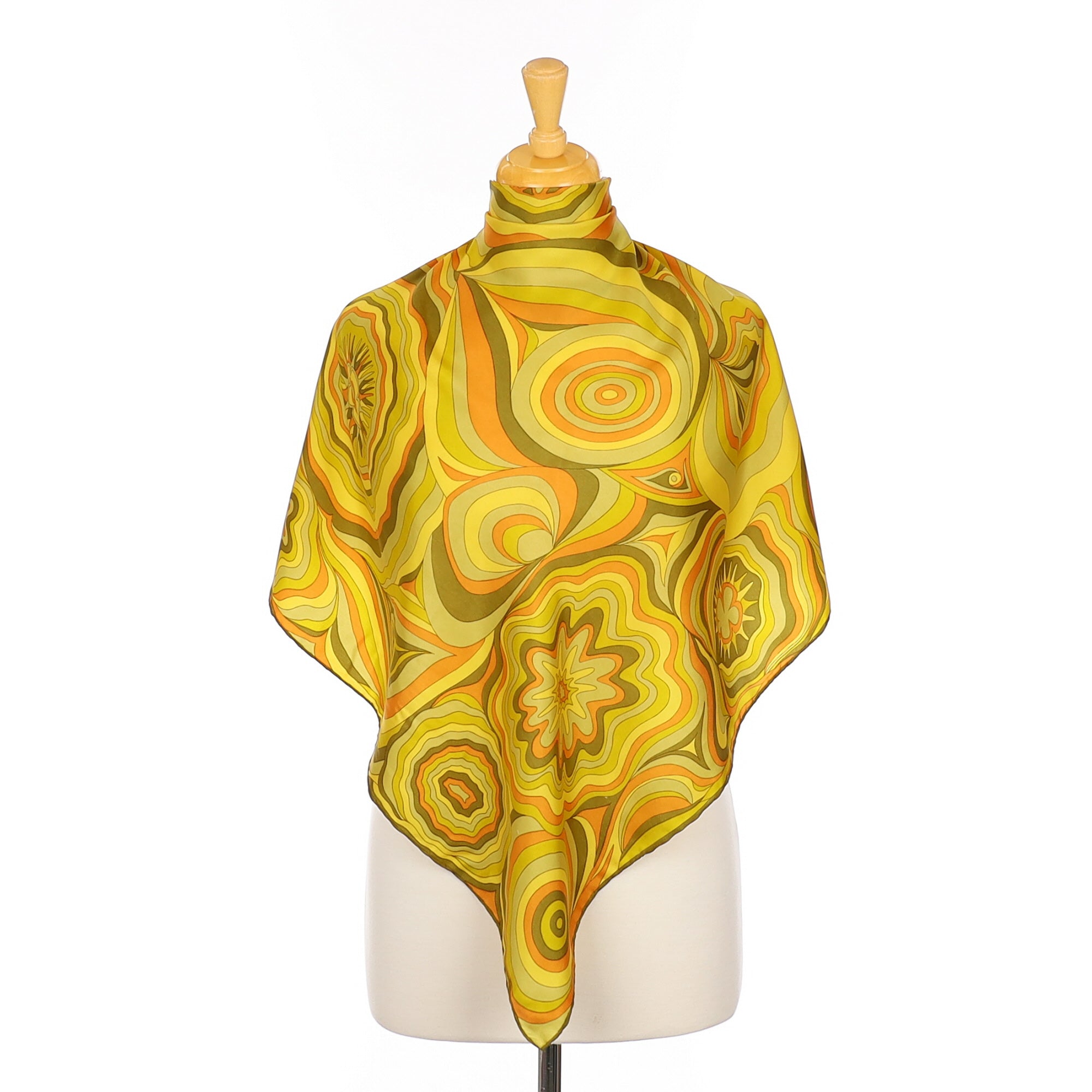 Retro Yellow Vintage Silk Scarf