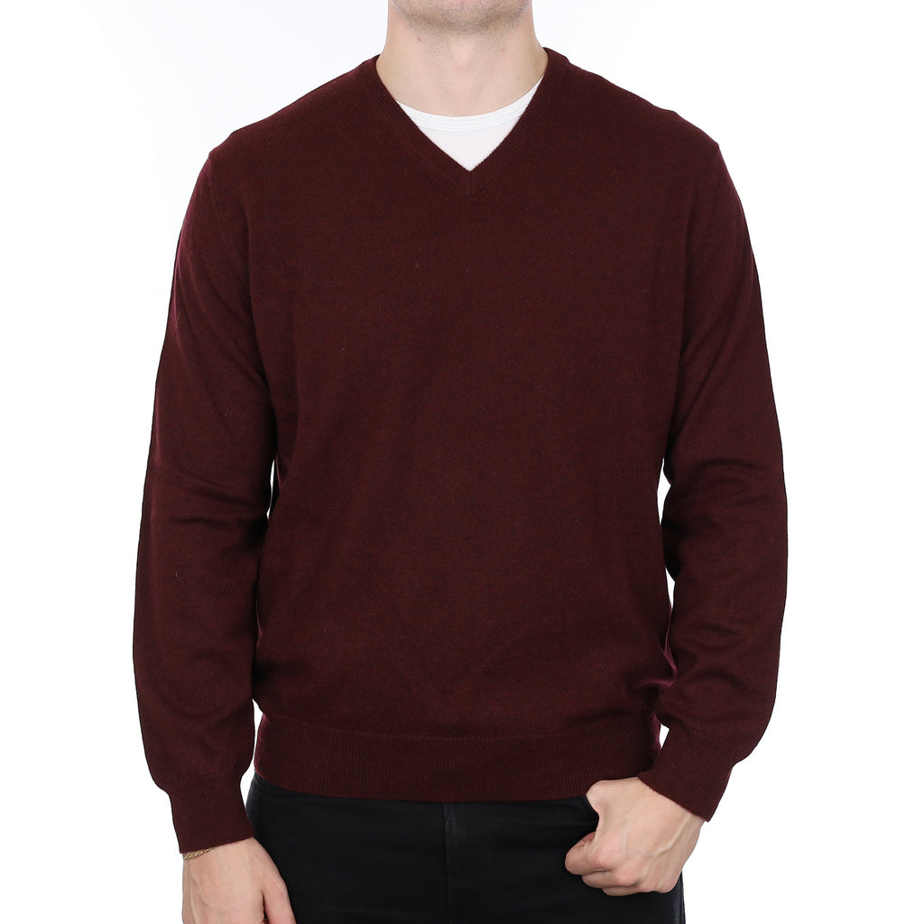 Men’s Blackberry Purple Cashmere V Neck Jumper Extra Large