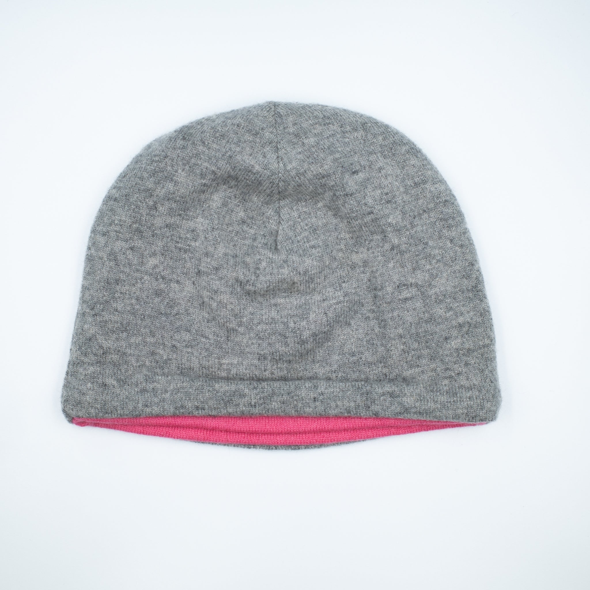 Smoke Grey and Lupin Pink Cashmere Beanie Hat