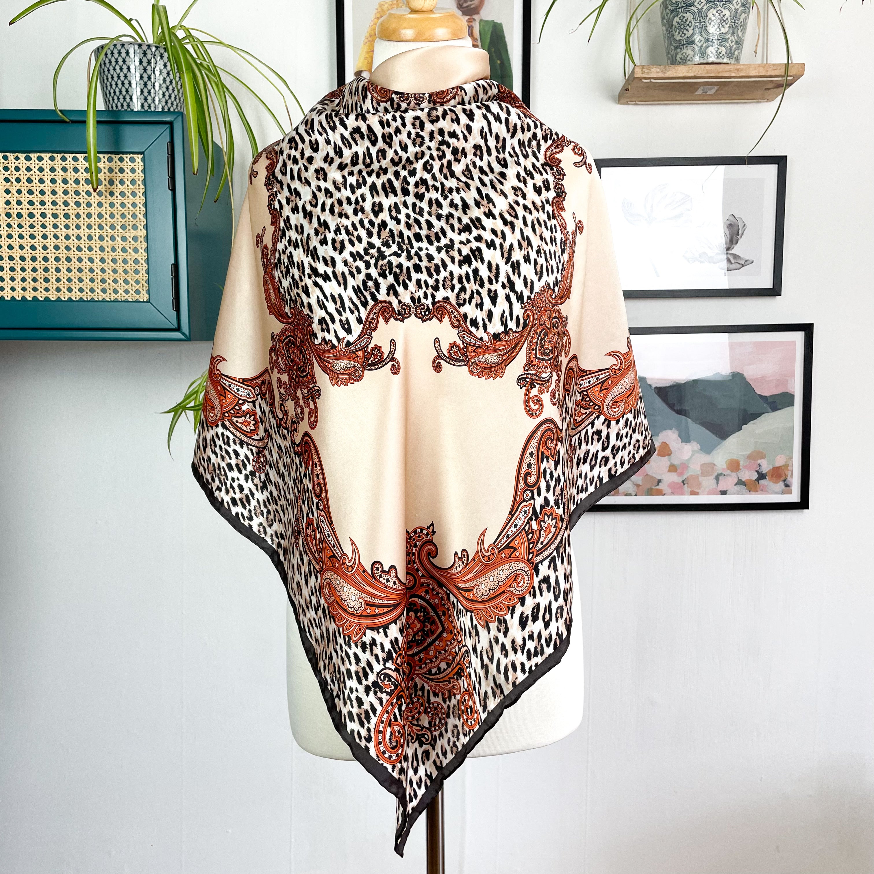 Italian Animal Print Silk Scarf