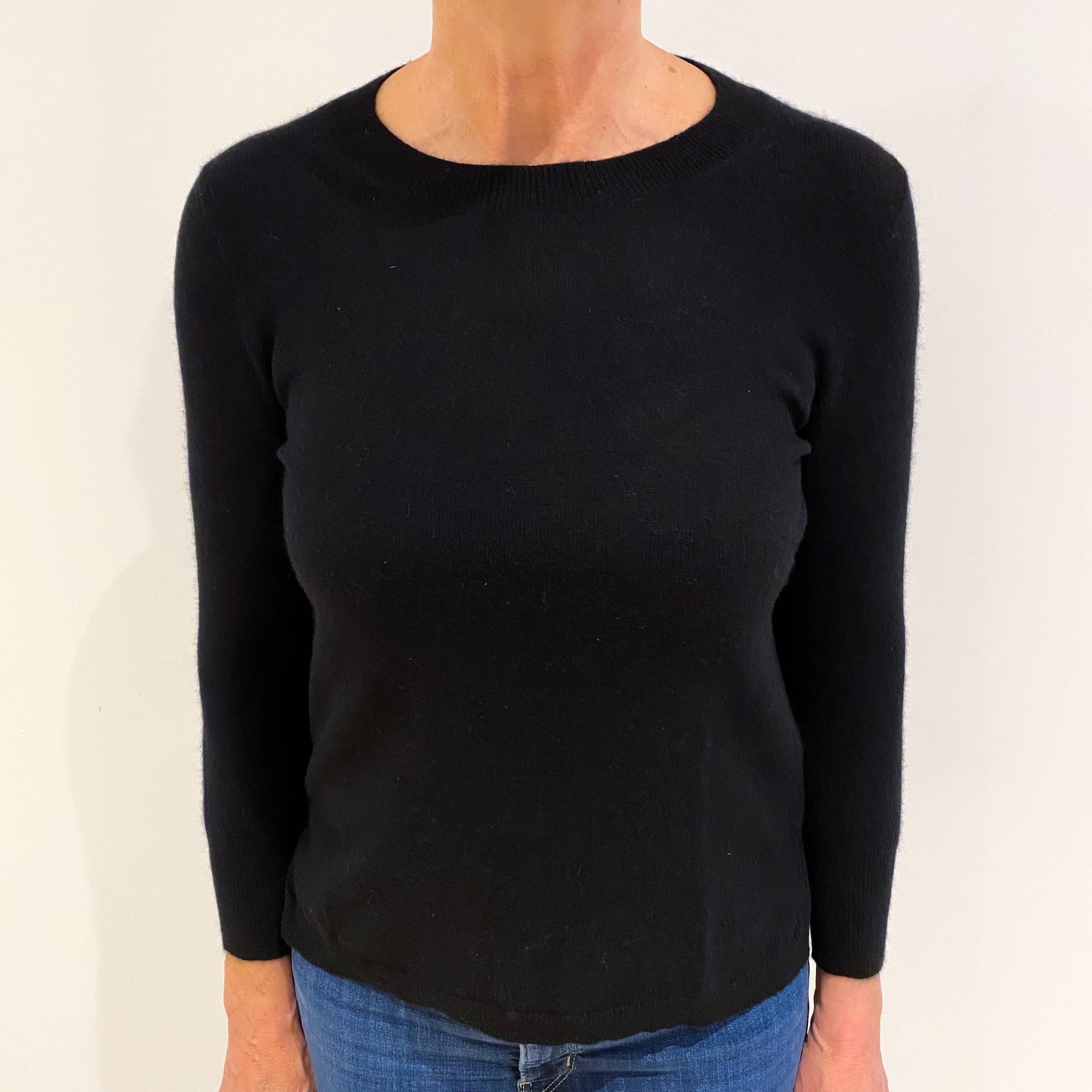 Black Cashmere Crew Neck Jumper Medium