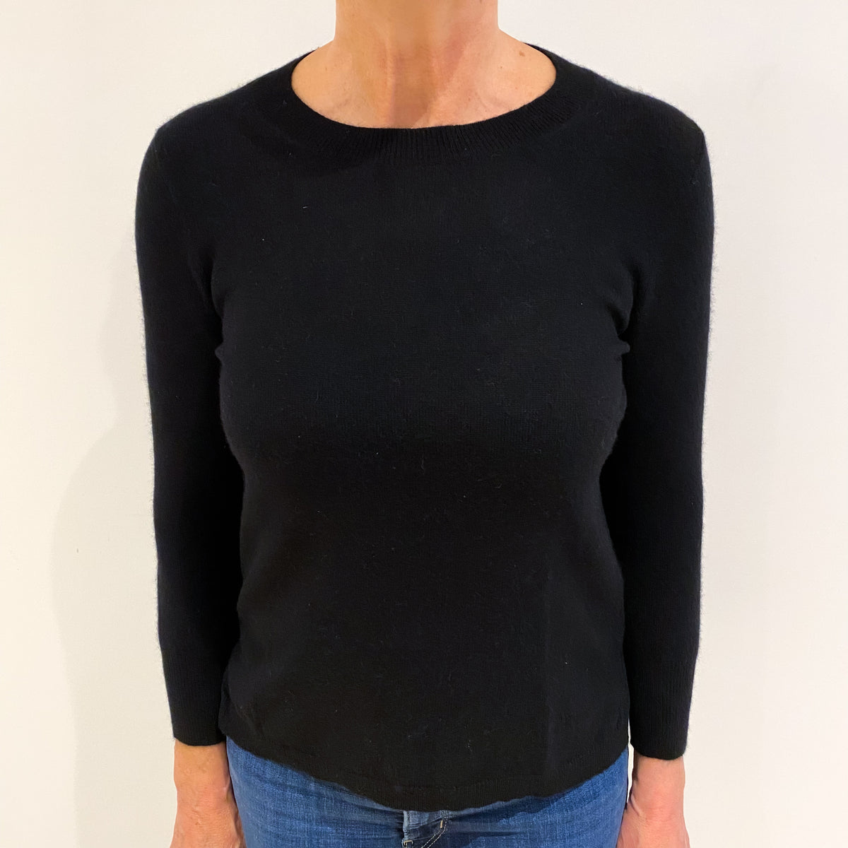 Black Cashmere Crew Neck Jumper Medium