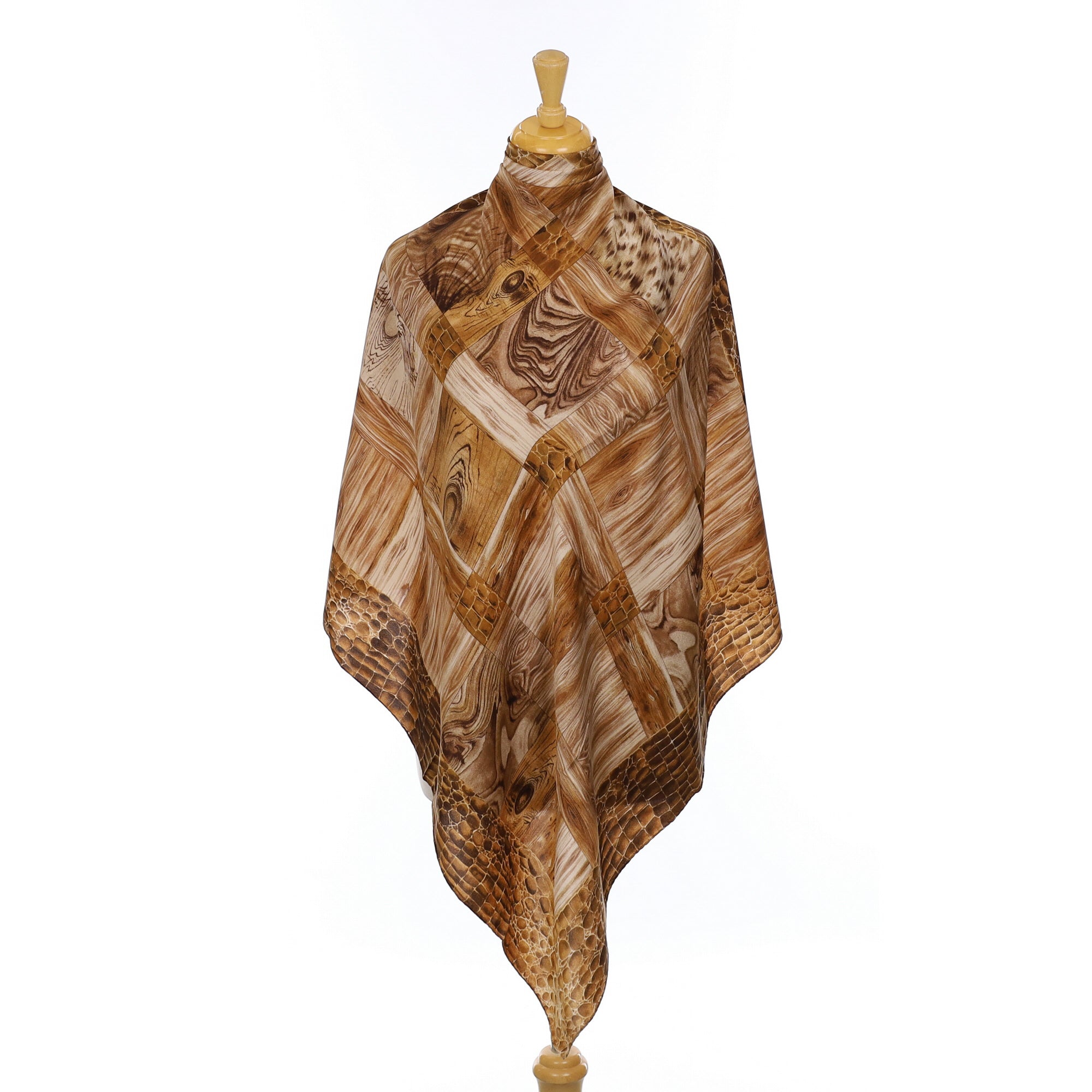 Escada Croc and Wood Theme Silk Scarf