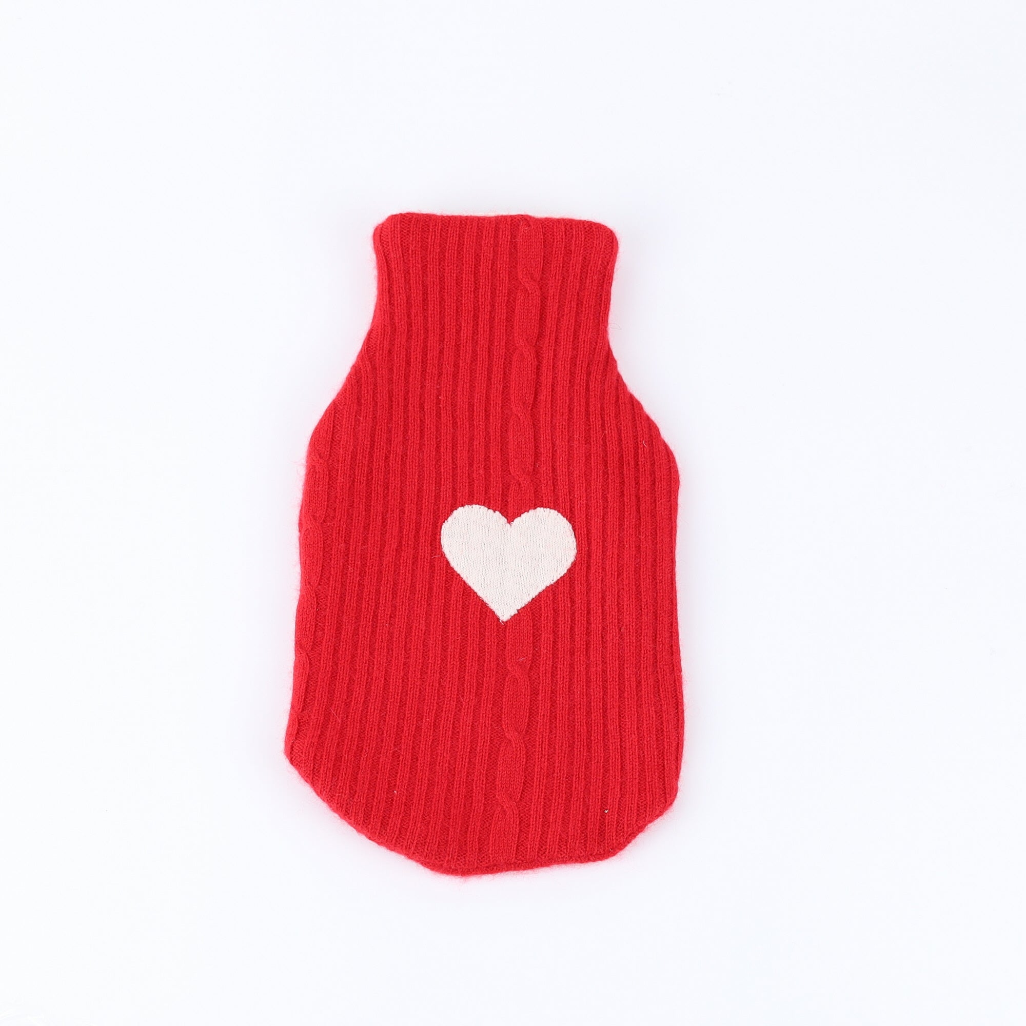 Scarlett Red and Oatmeal Ribbed Cashmere Small Hot Water Bottle
