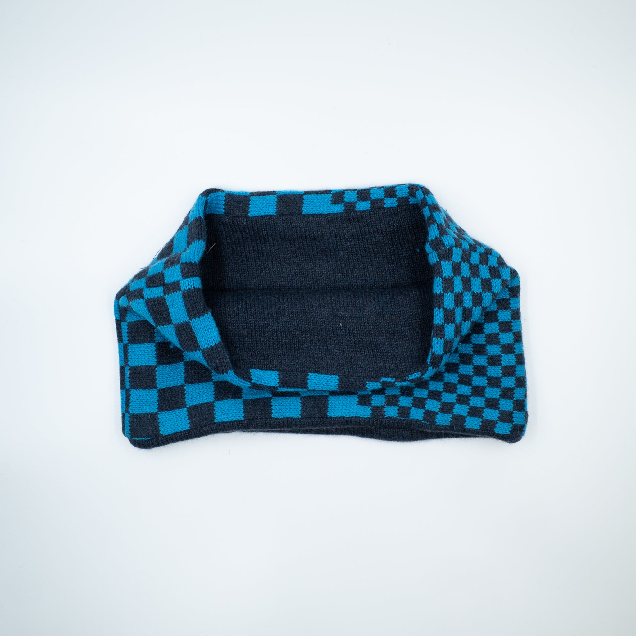 Turquoise and Charcoal Check Neck Warmer