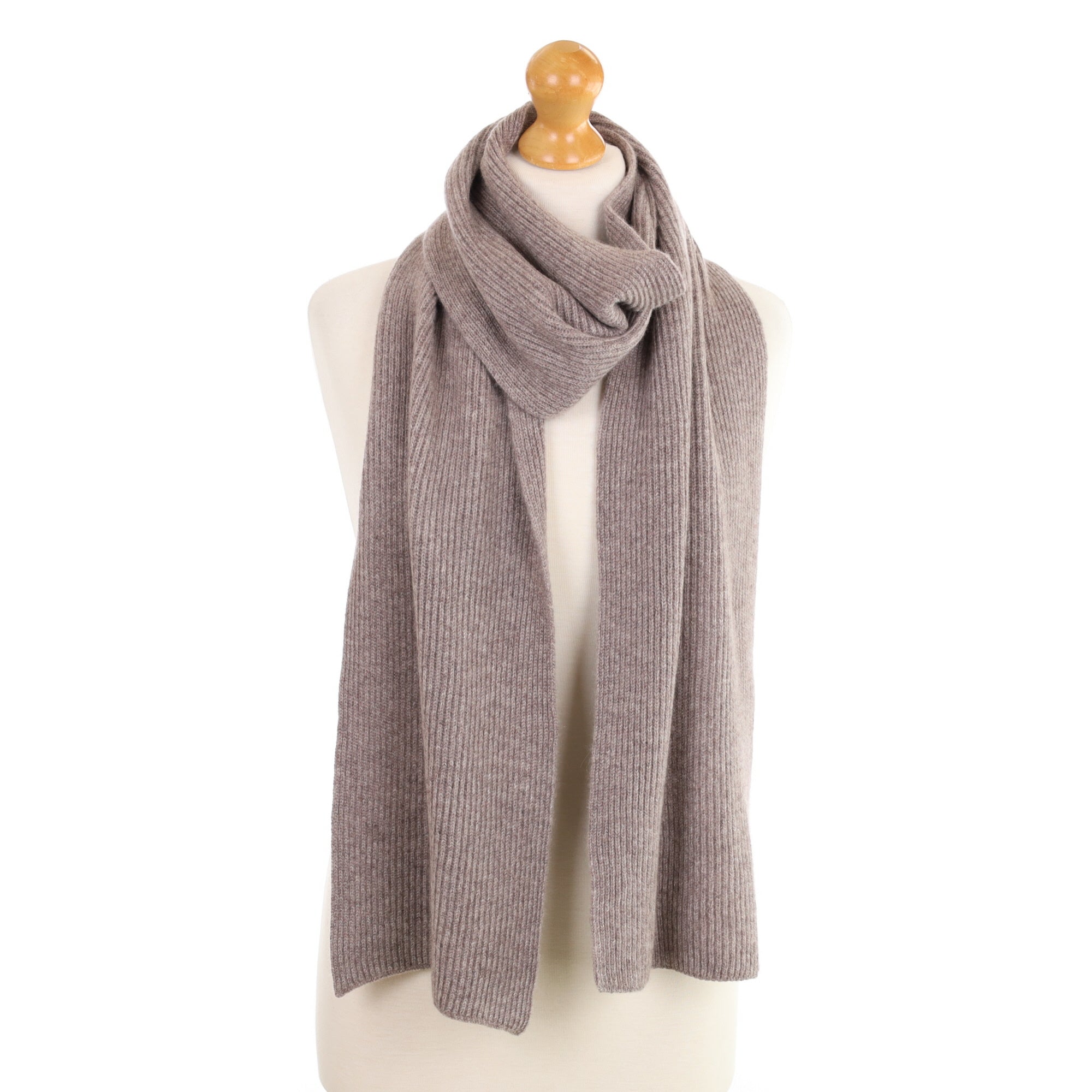 Brand New Scottish Pebble Grey Rib Cashmere Scarf