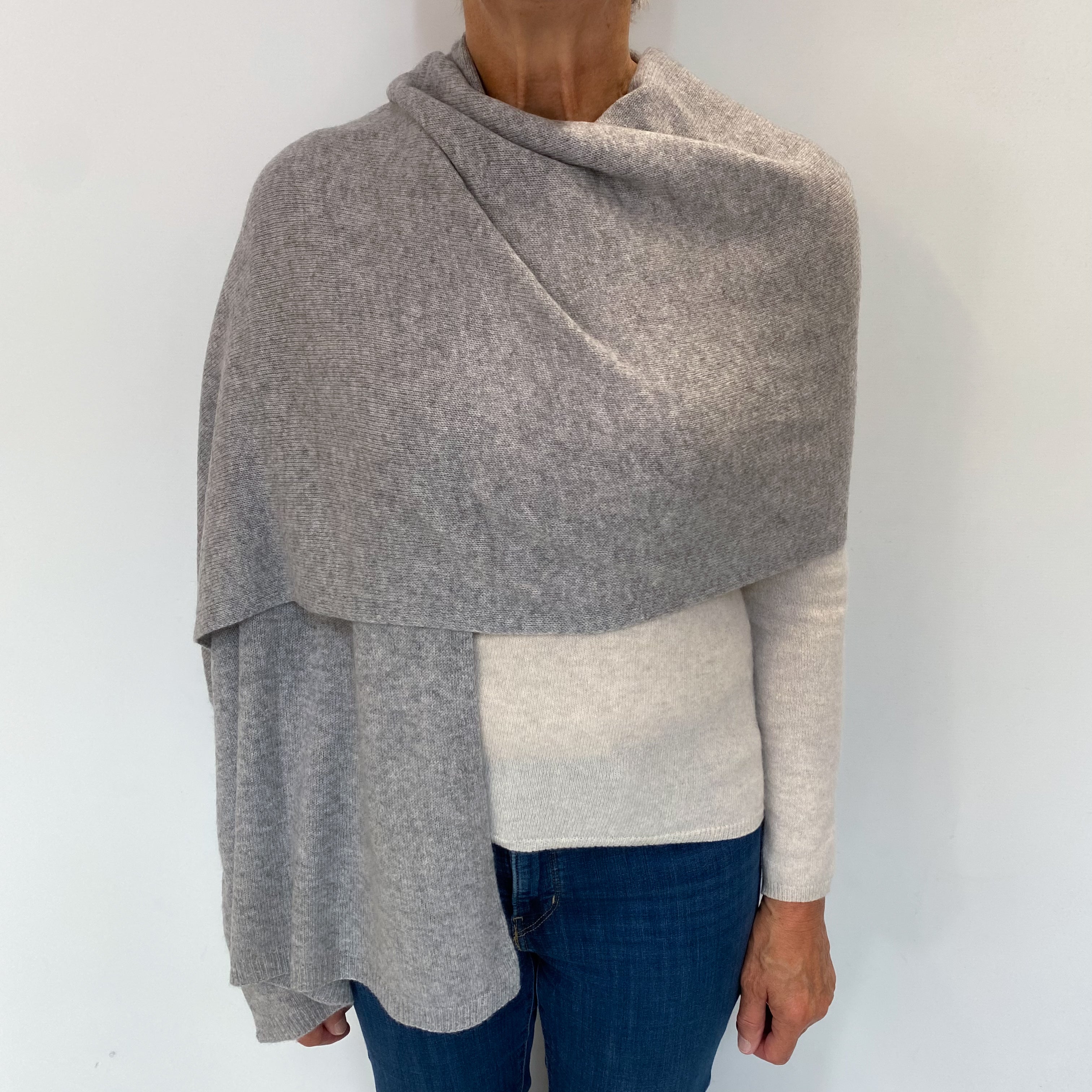 Smoke Grey Cashmere Woven Wrap One Size