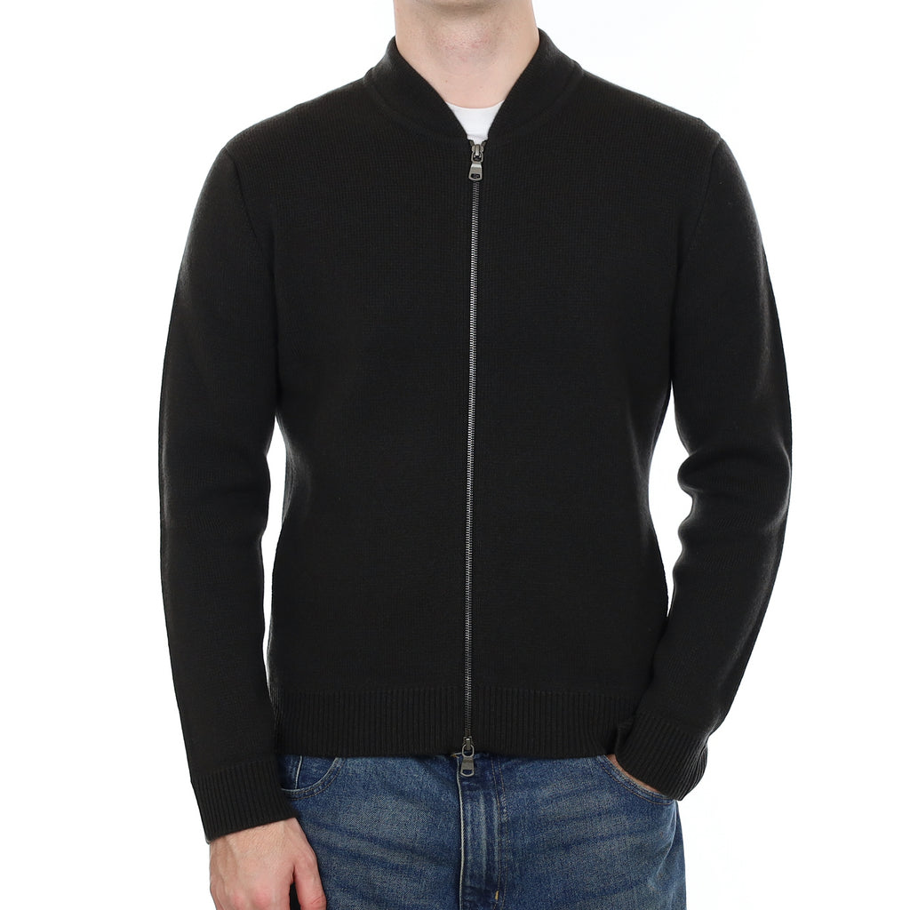 Men’s Brand New Scottish Darkest Khaki Cashmere Bomber Jacket with Pockets Medium