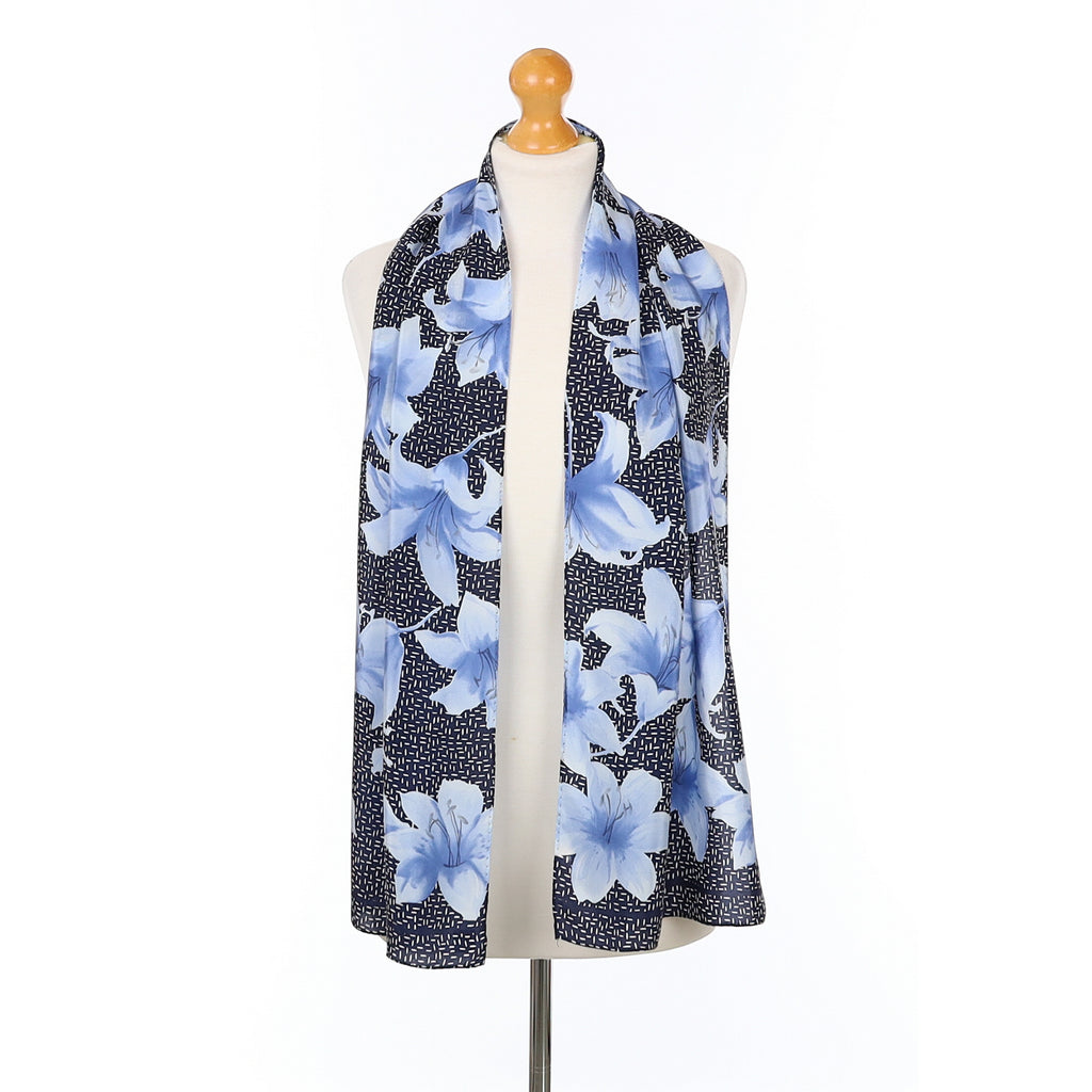 Jammers & Leufgen Blue Floral Silk Scarf
