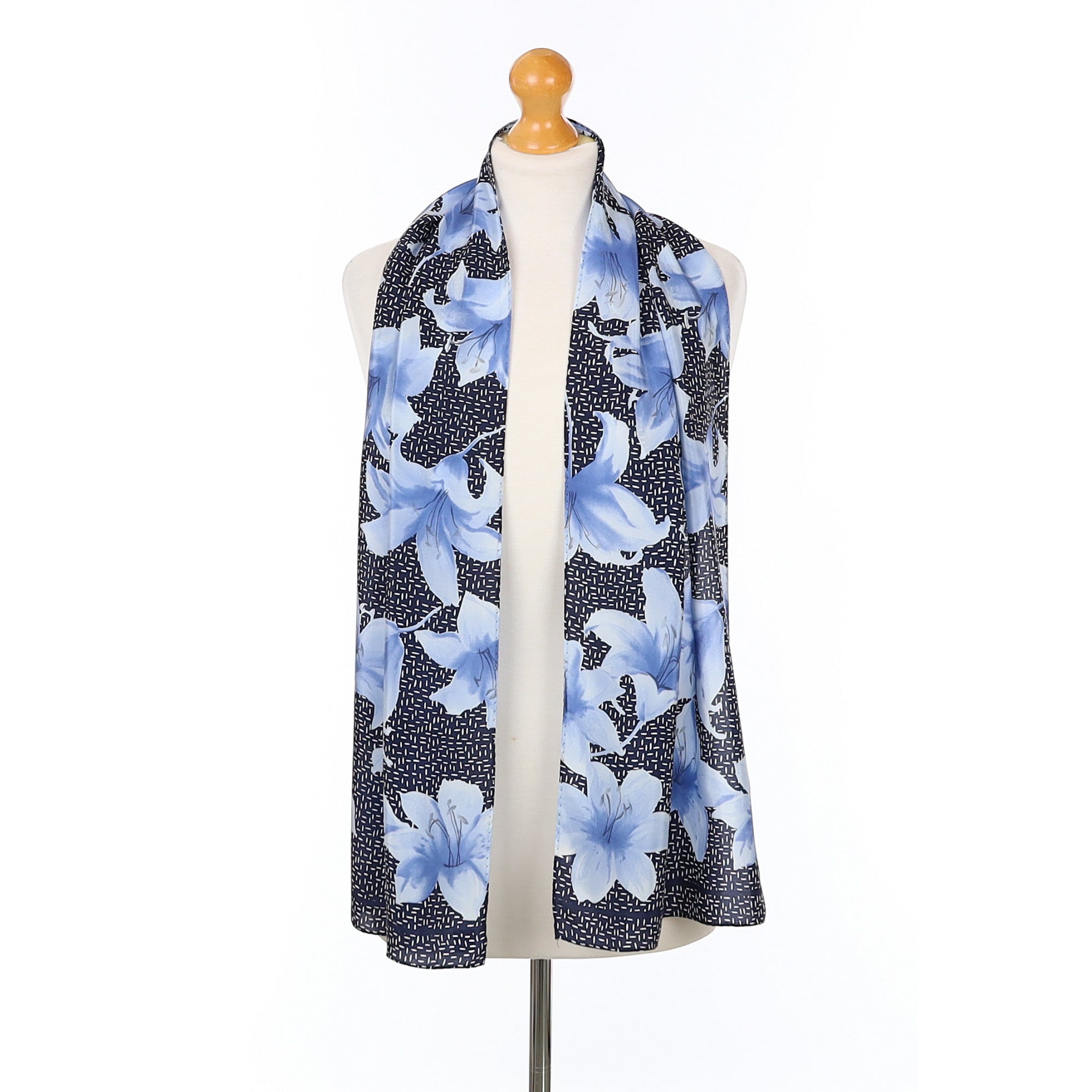 Jammers & Leufgen Blue Floral Silk Scarf