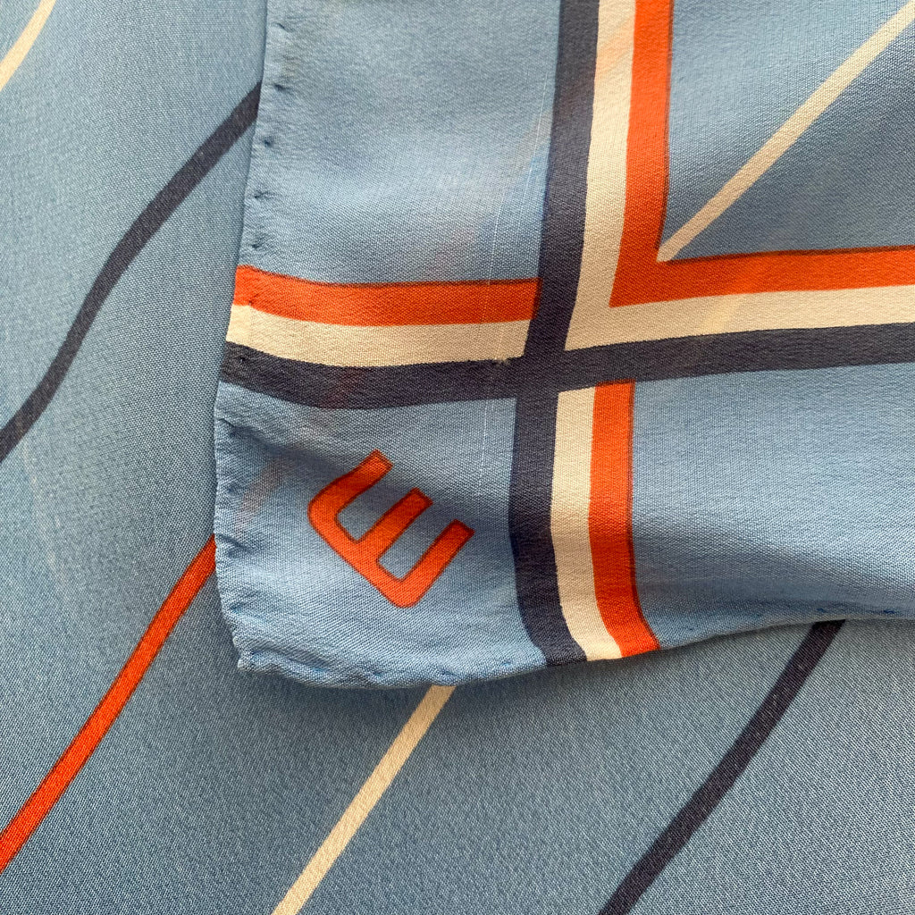 Striped Blue Vintage Silk Scarf