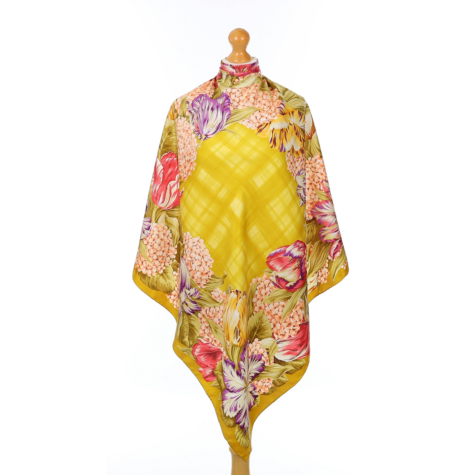 Brand New Gucci Gold Floral Vintage Silk Scarf