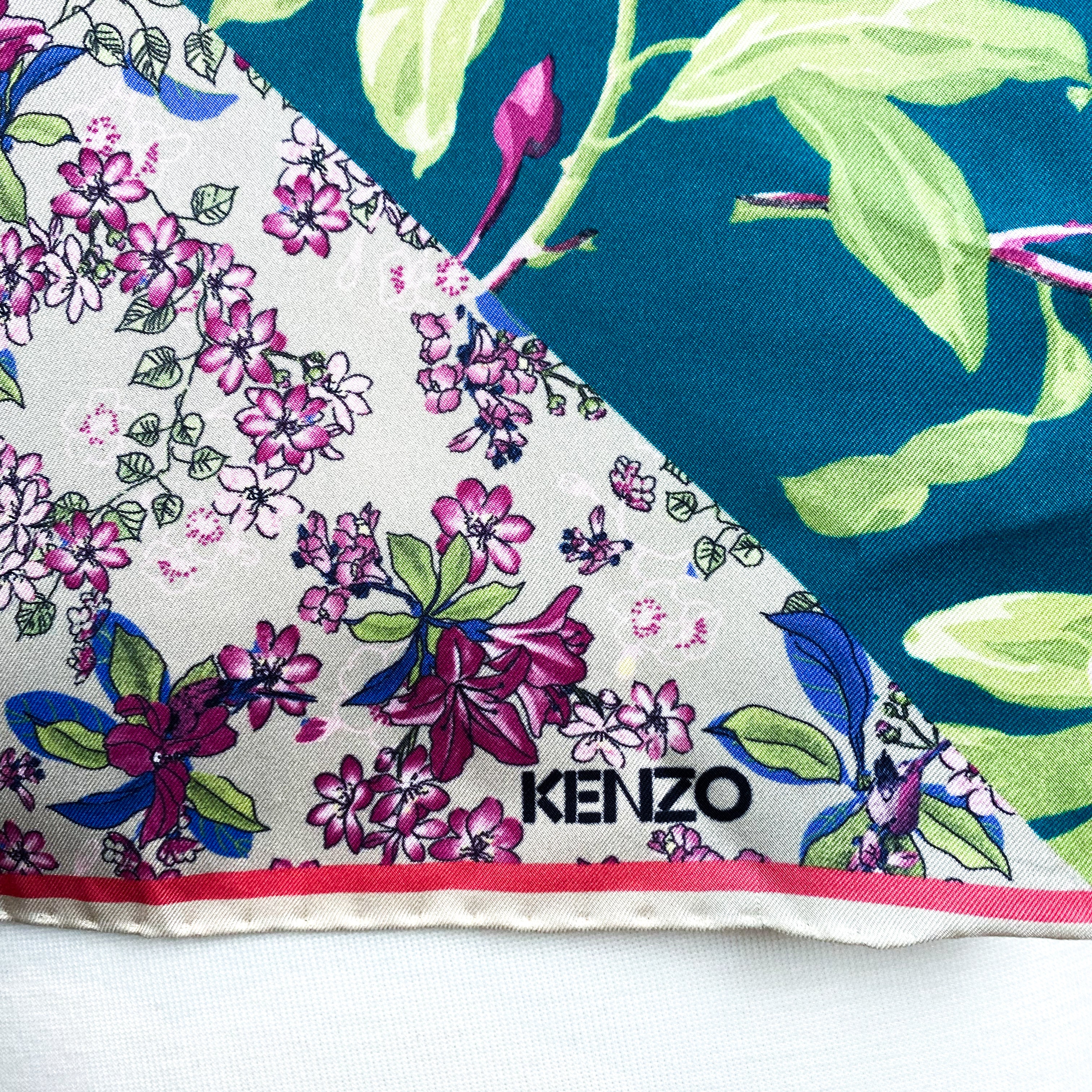 Immaculate Kenzo Floral Designer Silk Scarf