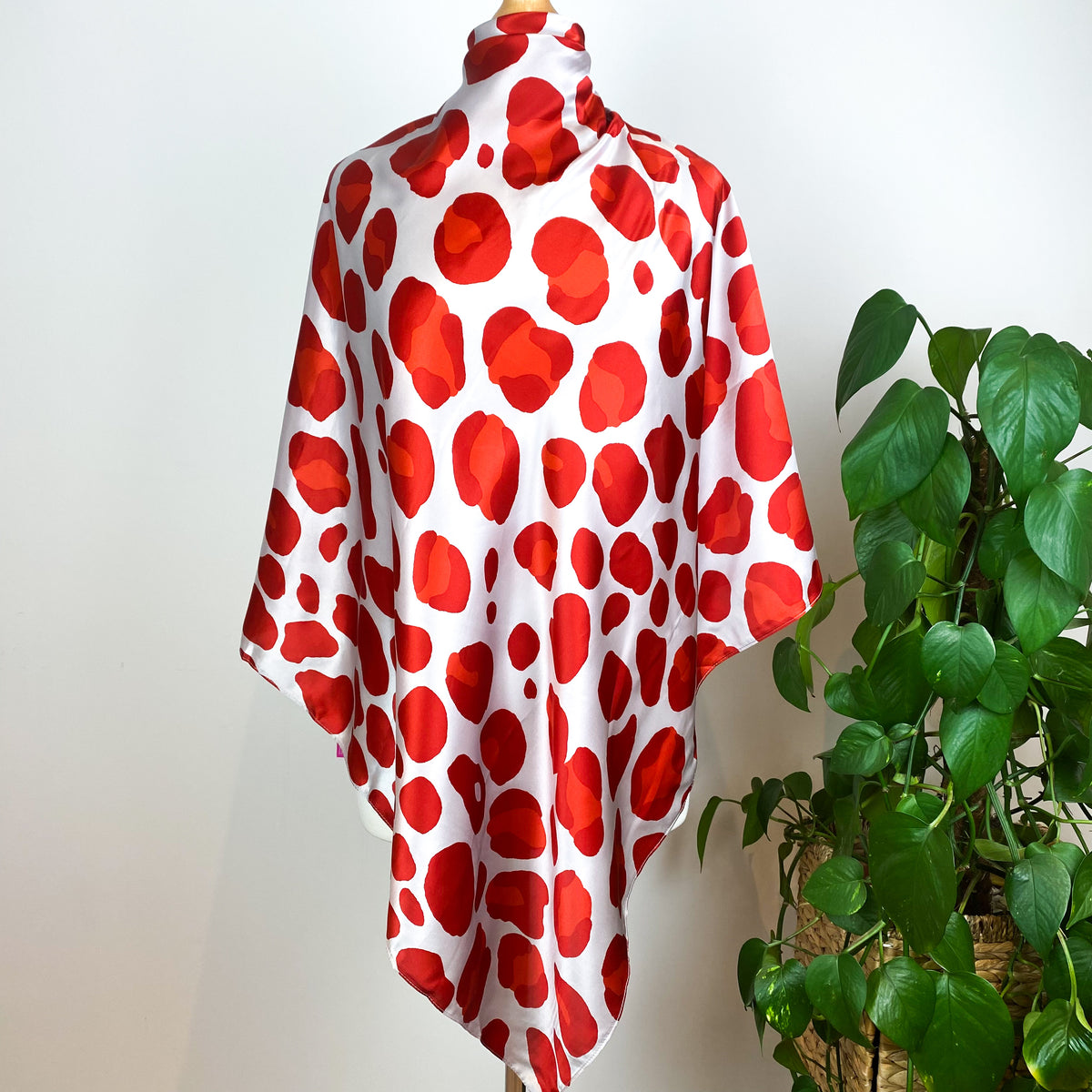 Modern Red Animal Print Silk Scarf