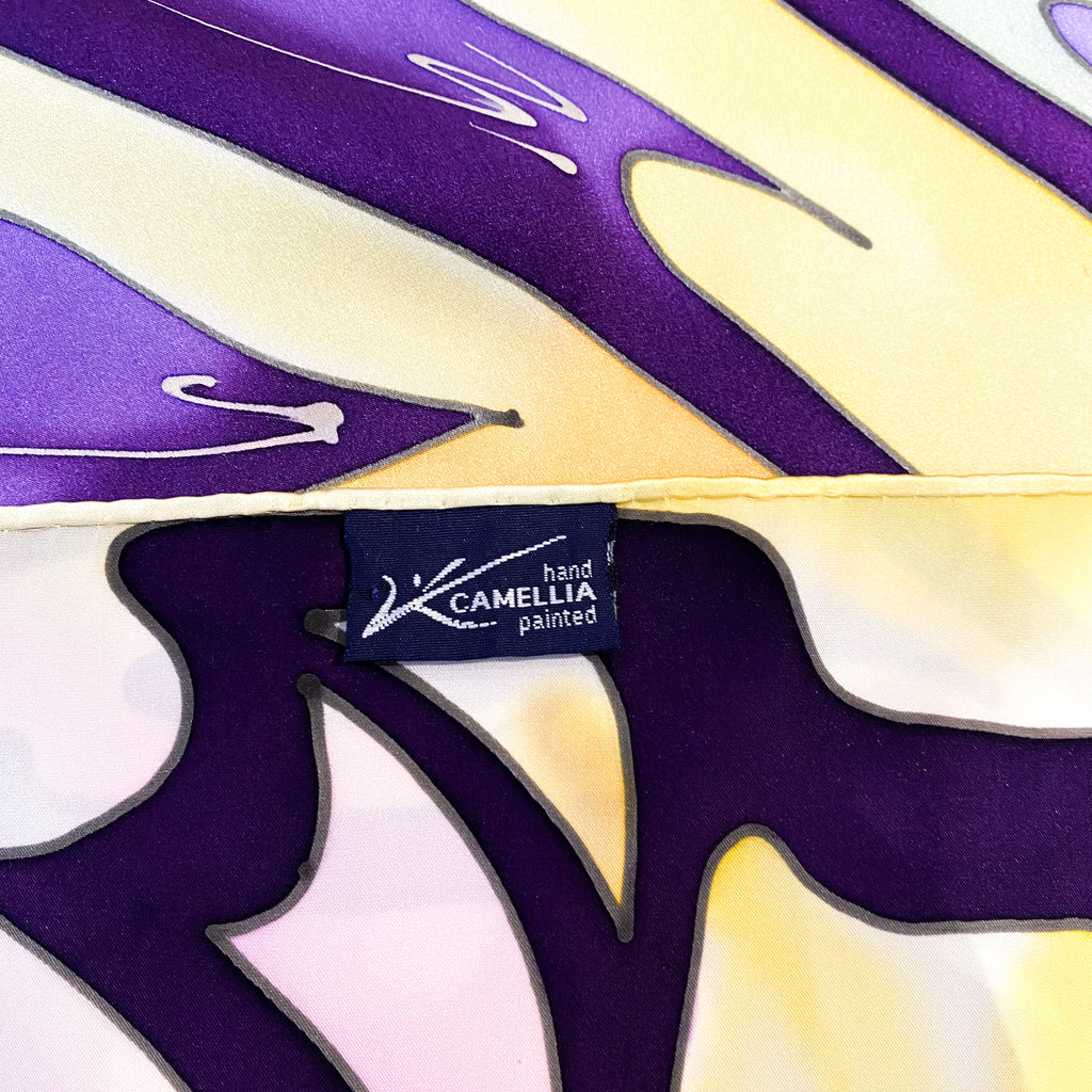 Striking Purple Abstract Triangle Silk Scarf