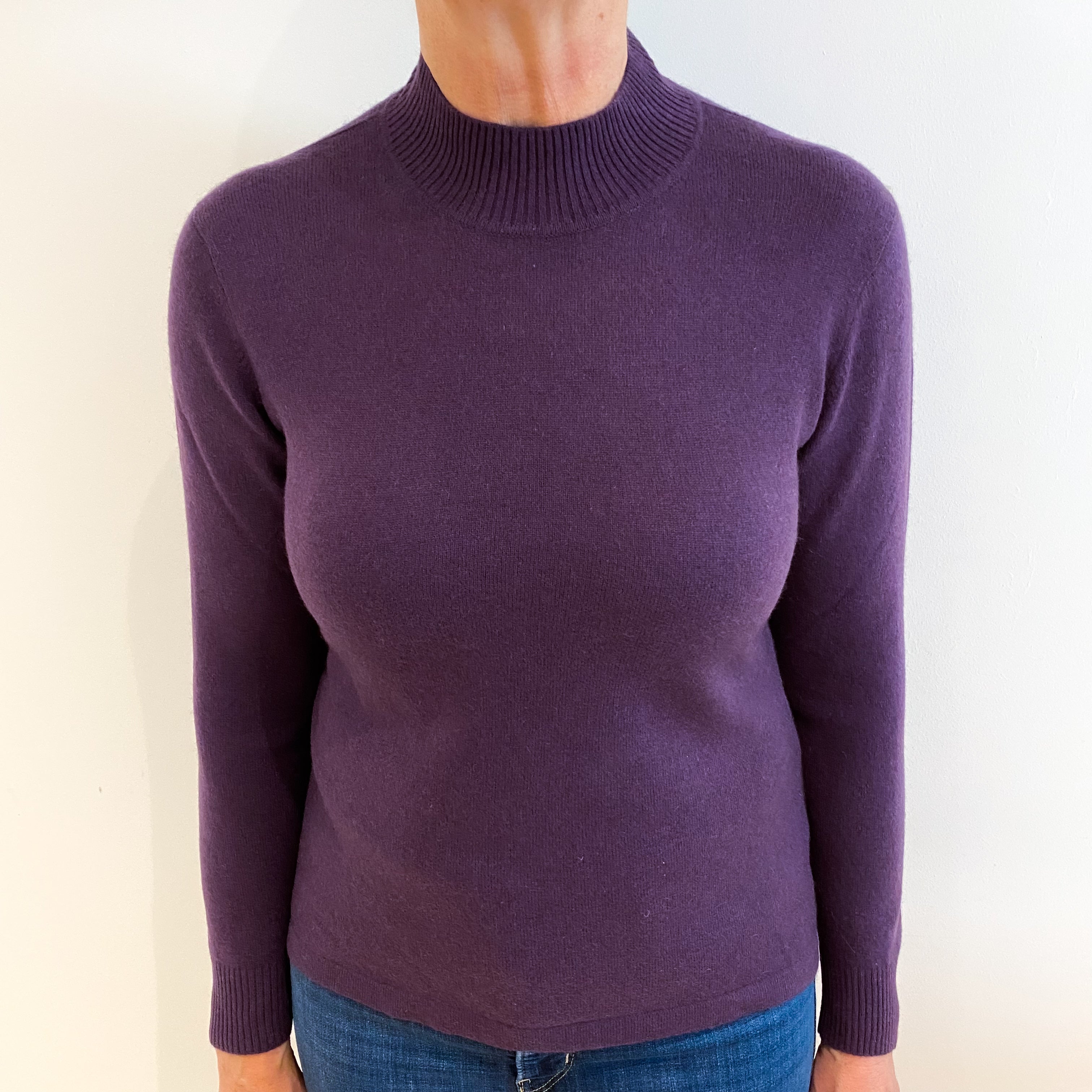 Blueberry Purple Cashmere Turtle Neck Jumper Medium